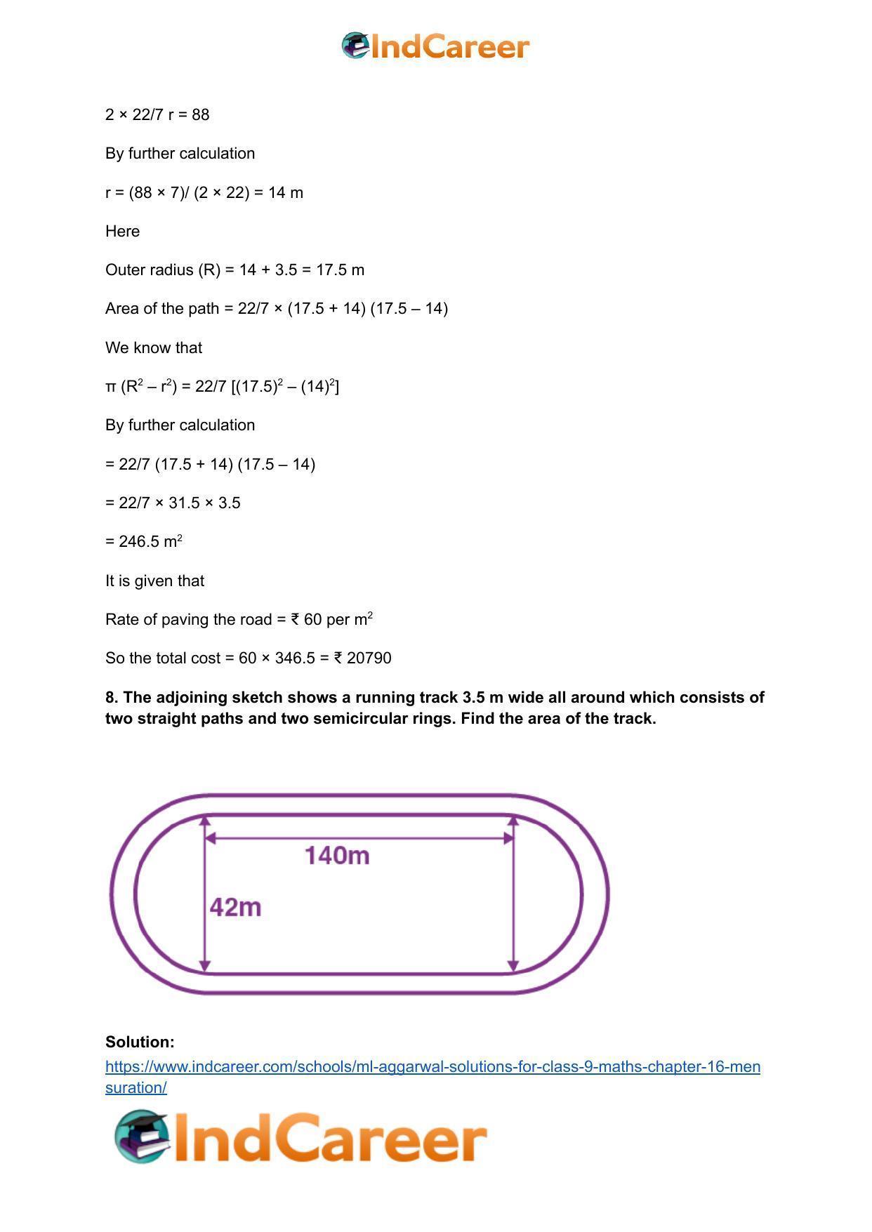 ML Aggarwal Solutions for Class 9 Maths Chapter 16- Mensuration - Page 234
