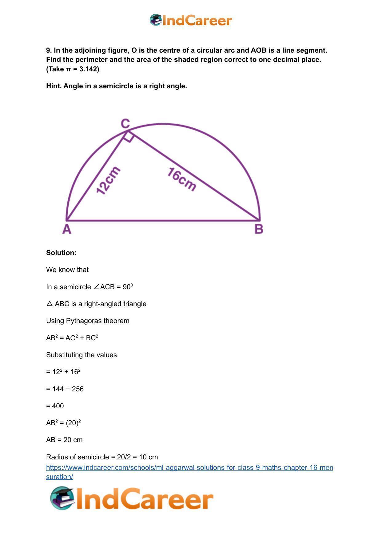 ML Aggarwal Solutions for Class 9 Maths Chapter 16- Mensuration - Page 236