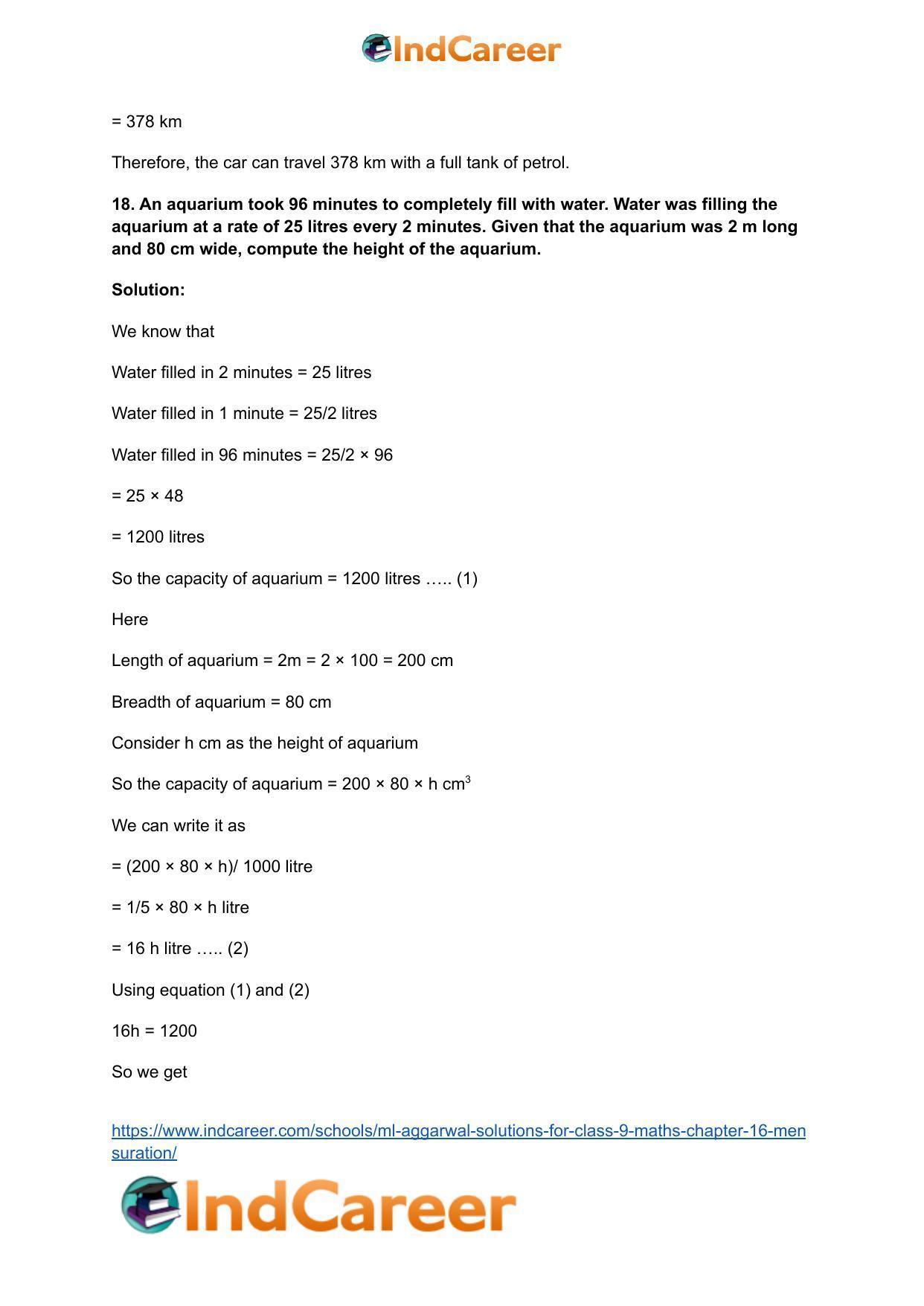 ML Aggarwal Solutions for Class 9 Maths Chapter 16- Mensuration - Page 248