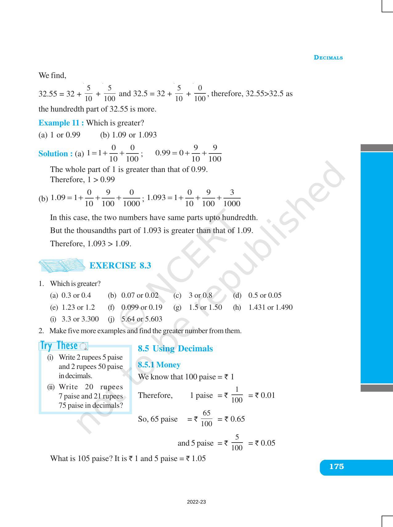 NCERT Book for Class 6 Maths: Chapter 8-Decimals - Page 12
