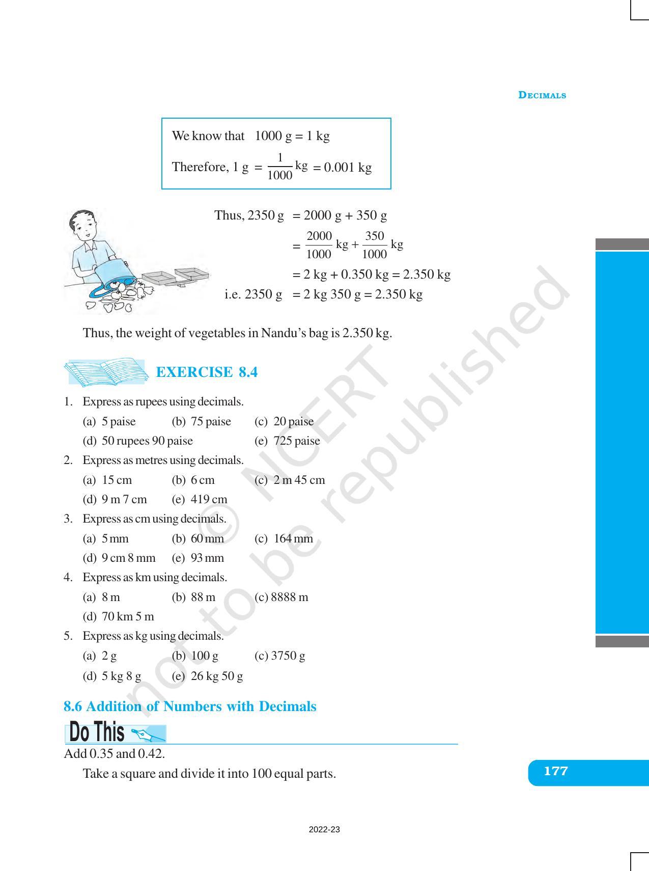 NCERT Book for Class 6 Maths: Chapter 8-Decimals - Page 14