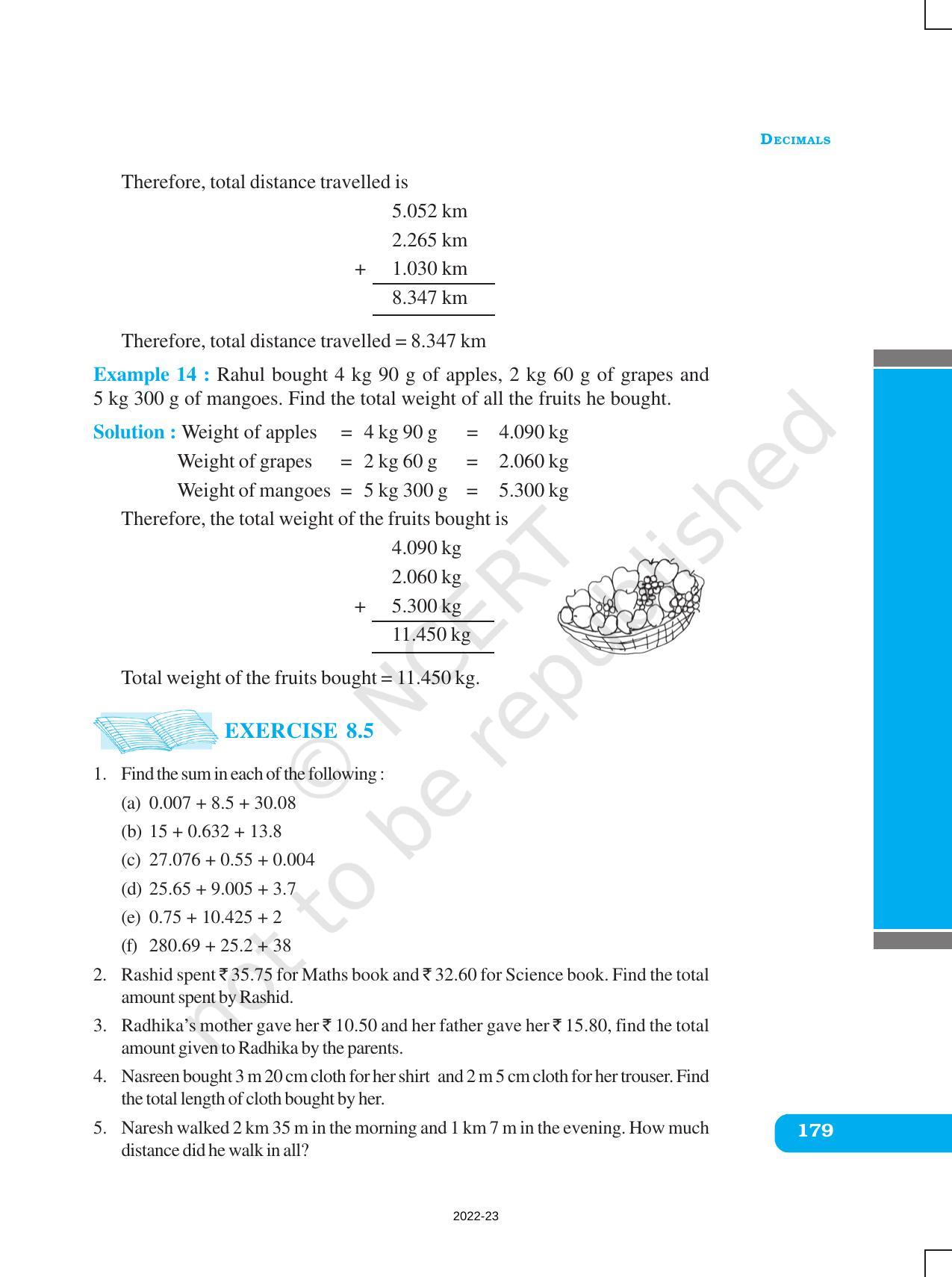 NCERT Book for Class 6 Maths: Chapter 8-Decimals - Page 16