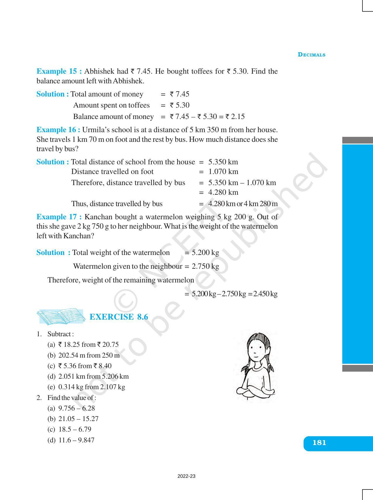 NCERT Book for Class 6 Maths: Chapter 8-Decimals - Page 18