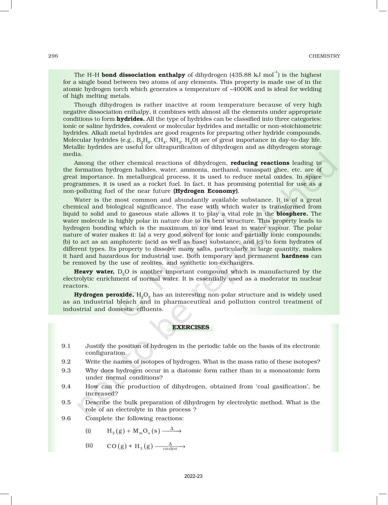 NCERT Book for Class 11 Chemistry Chapter 9 Hydrogen - Page 13