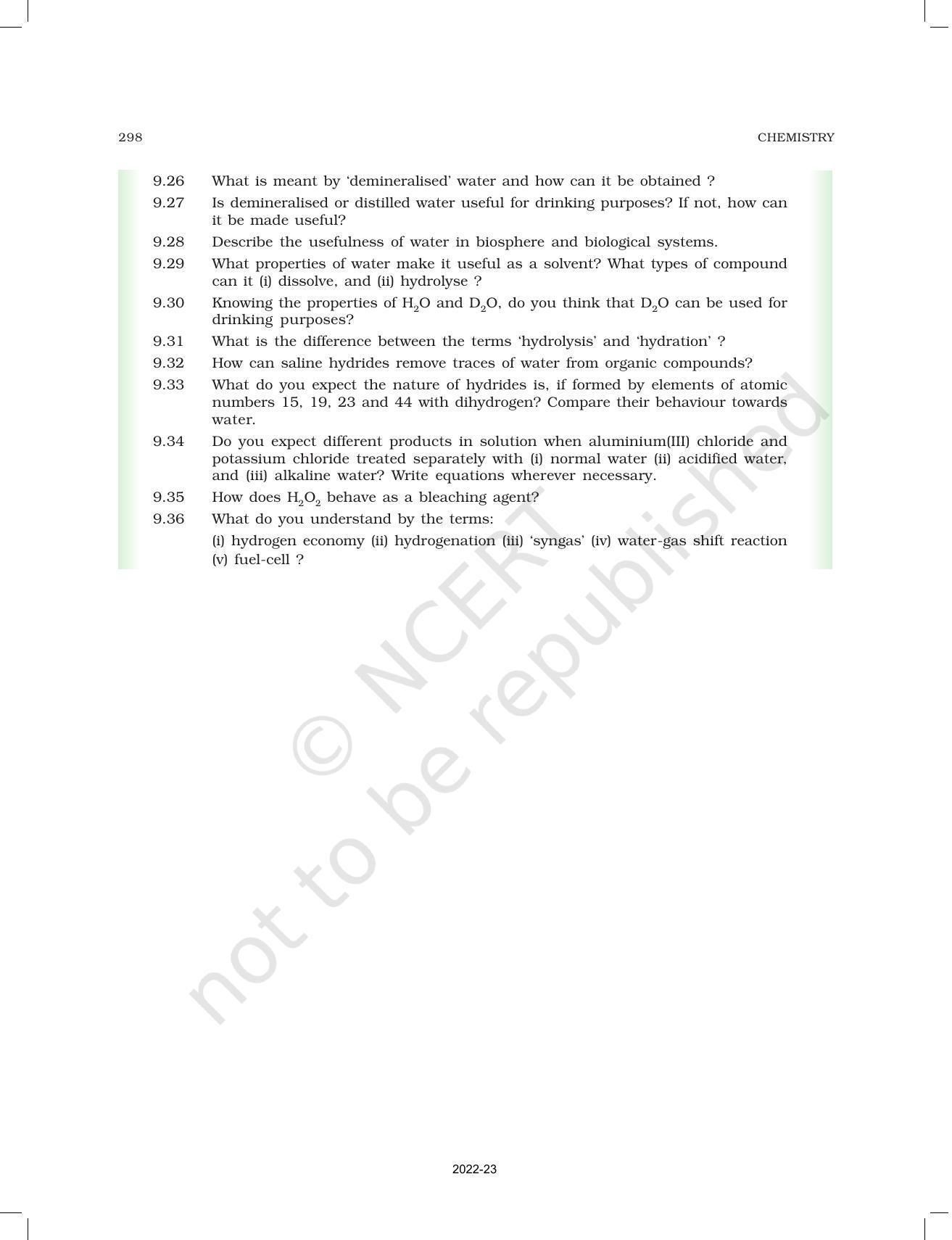 NCERT Book for Class 11 Chemistry Chapter 9 Hydrogen - Page 15