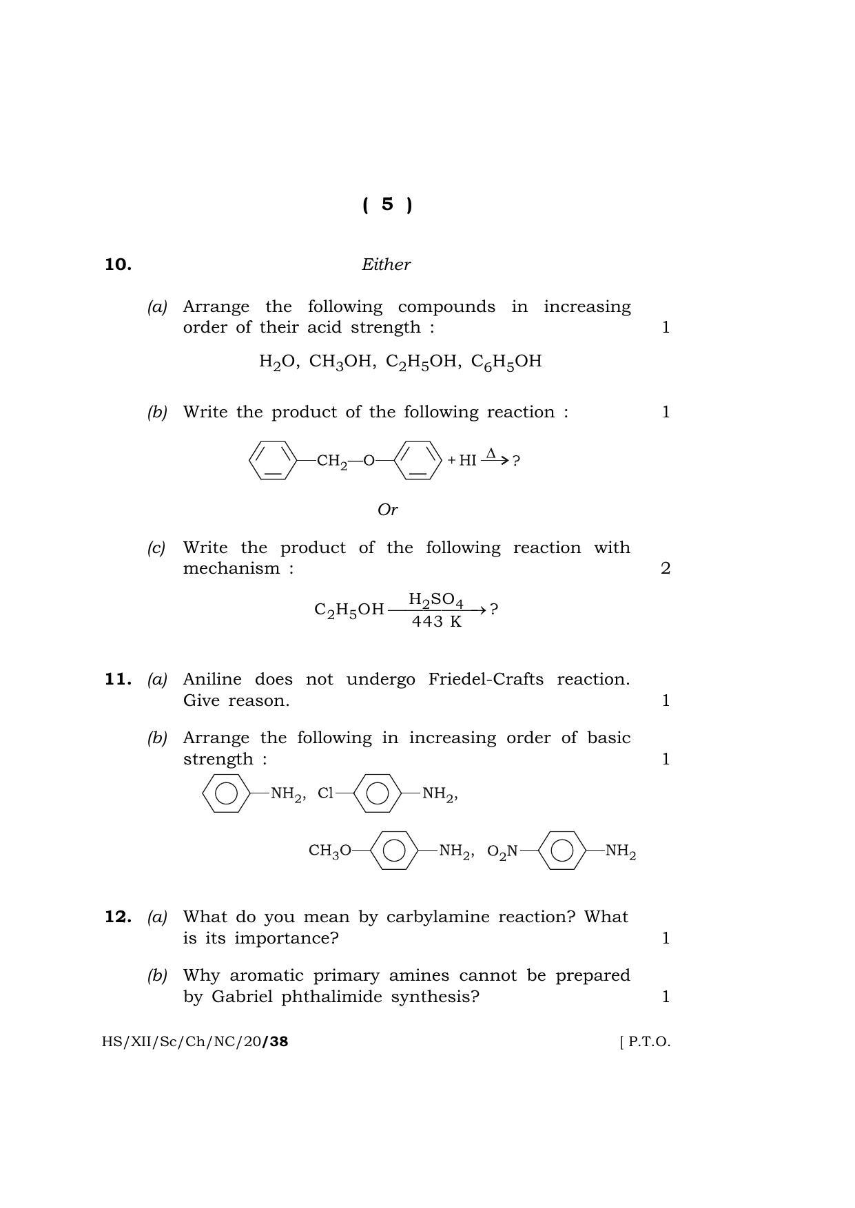 Meghalaya Board (MBOSE) Class 12 CHEMISTRY ( Theory ) ( New Course ) 2020 Question Paper - Page 5