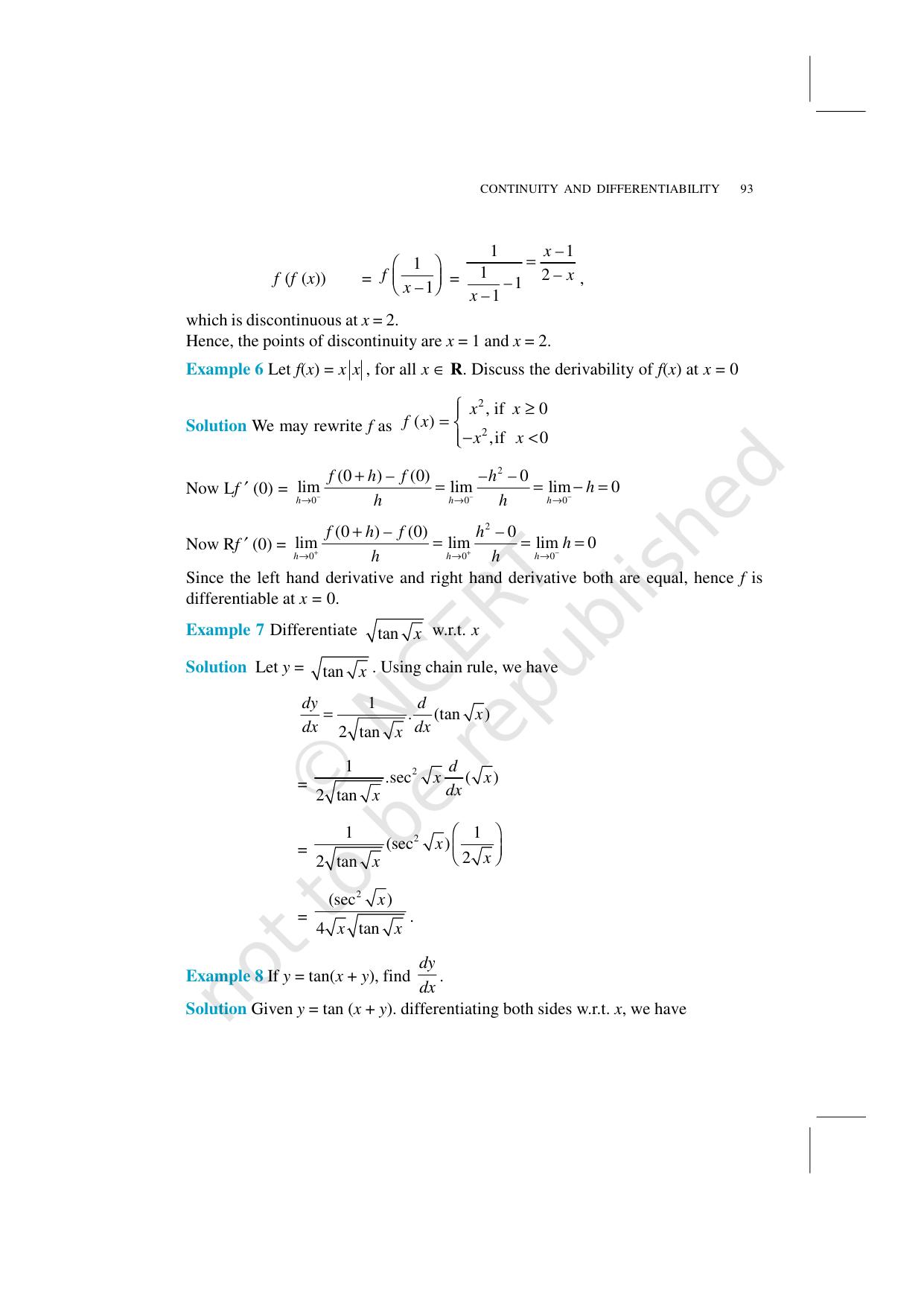 NCERT Exemplar Class 12: Mathematics Unit 5 (Continuity And Differentiability) - Page 8
