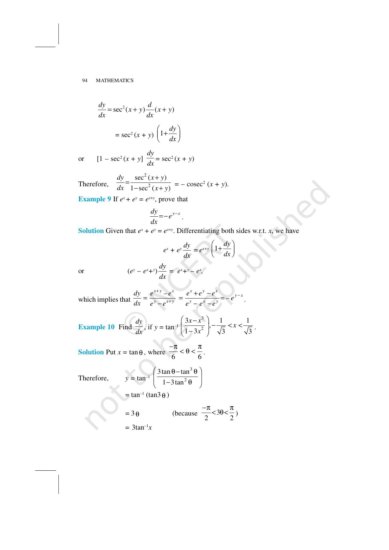NCERT Exemplar Class 12: Mathematics Unit 5 (Continuity And Differentiability) - Page 9