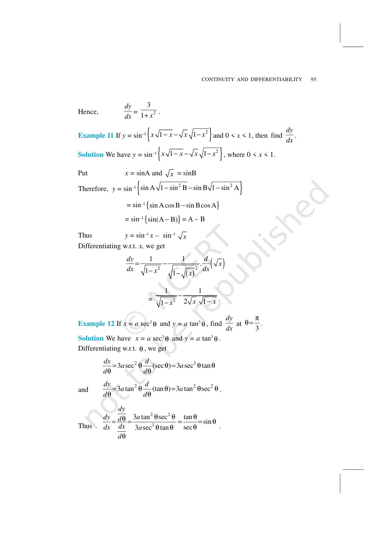 NCERT Exemplar Class 12: Mathematics Unit 5 (Continuity And Differentiability) - Page 10