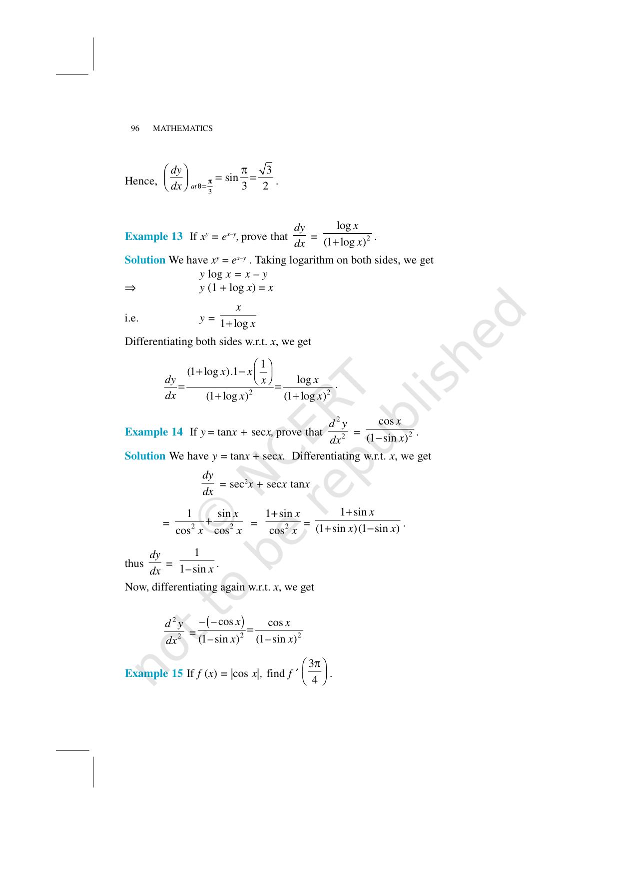 NCERT Exemplar Class 12: Mathematics Unit 5 (Continuity And Differentiability) - Page 11