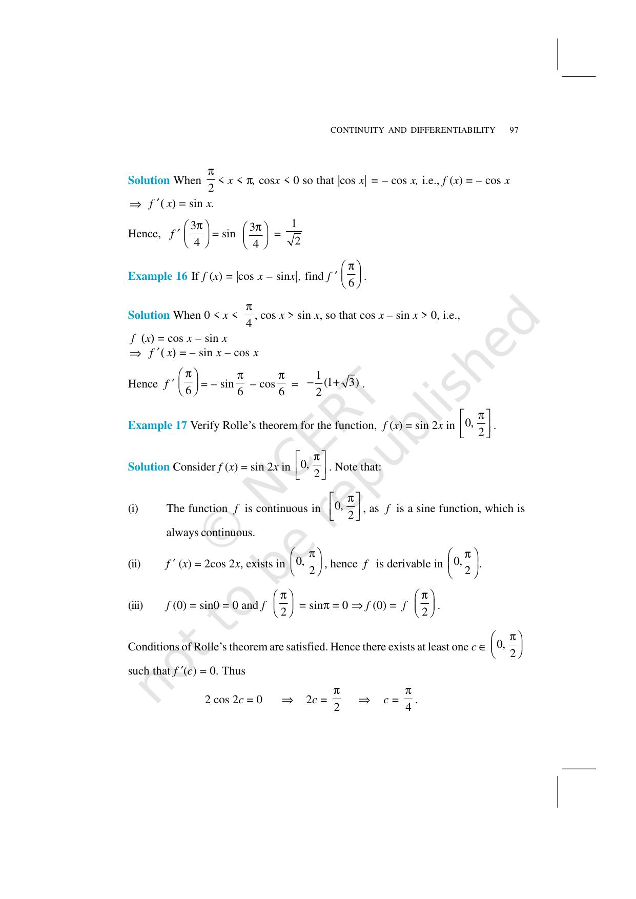 NCERT Exemplar Class 12: Mathematics Unit 5 (Continuity And Differentiability) - Page 12