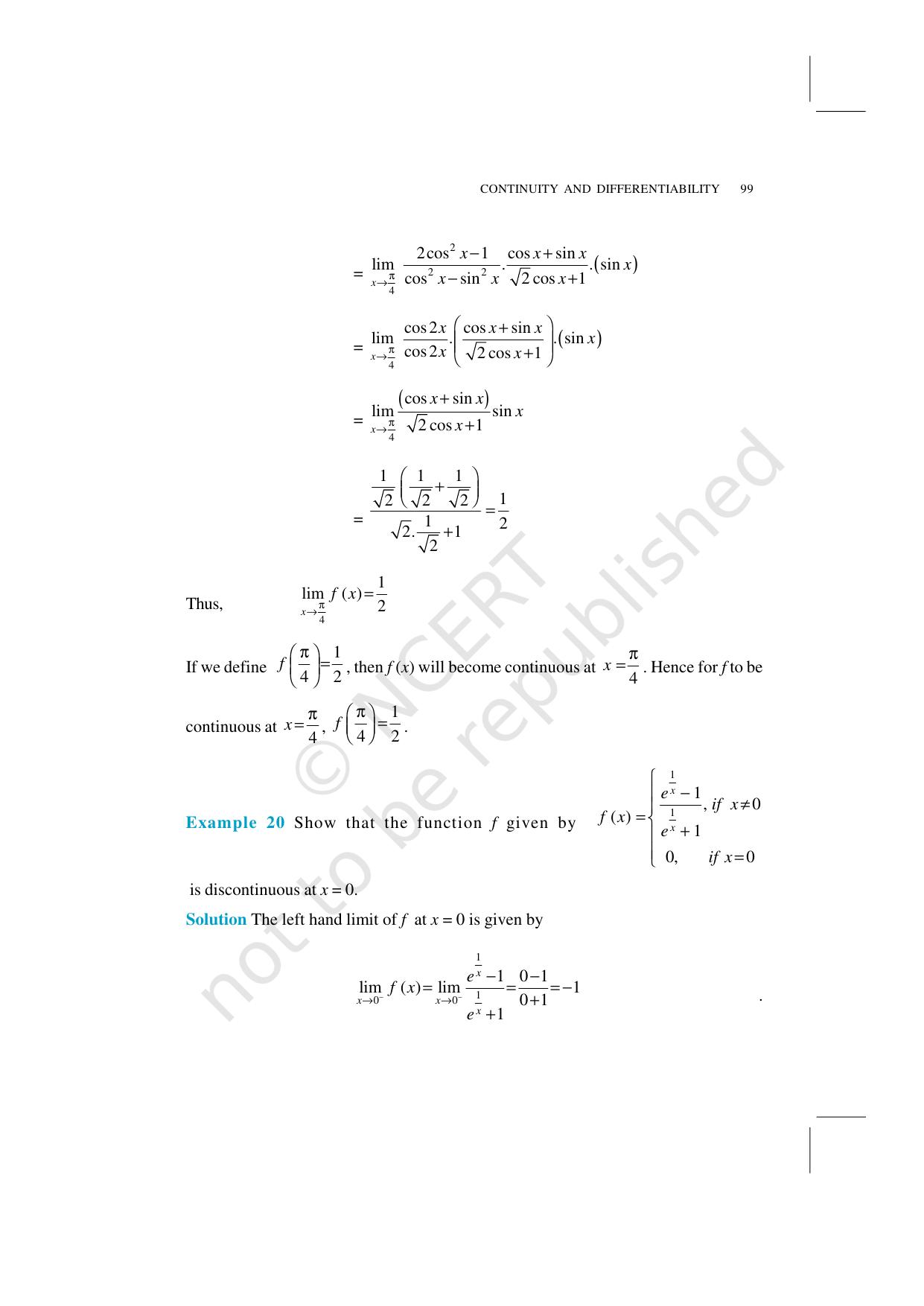 NCERT Exemplar Class 12: Mathematics Unit 5 (Continuity And Differentiability) - Page 14