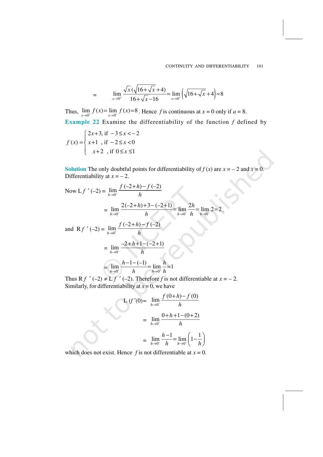 NCERT Exemplar Class 12: Mathematics Unit 5 (Continuity And Differentiability) - Page 16