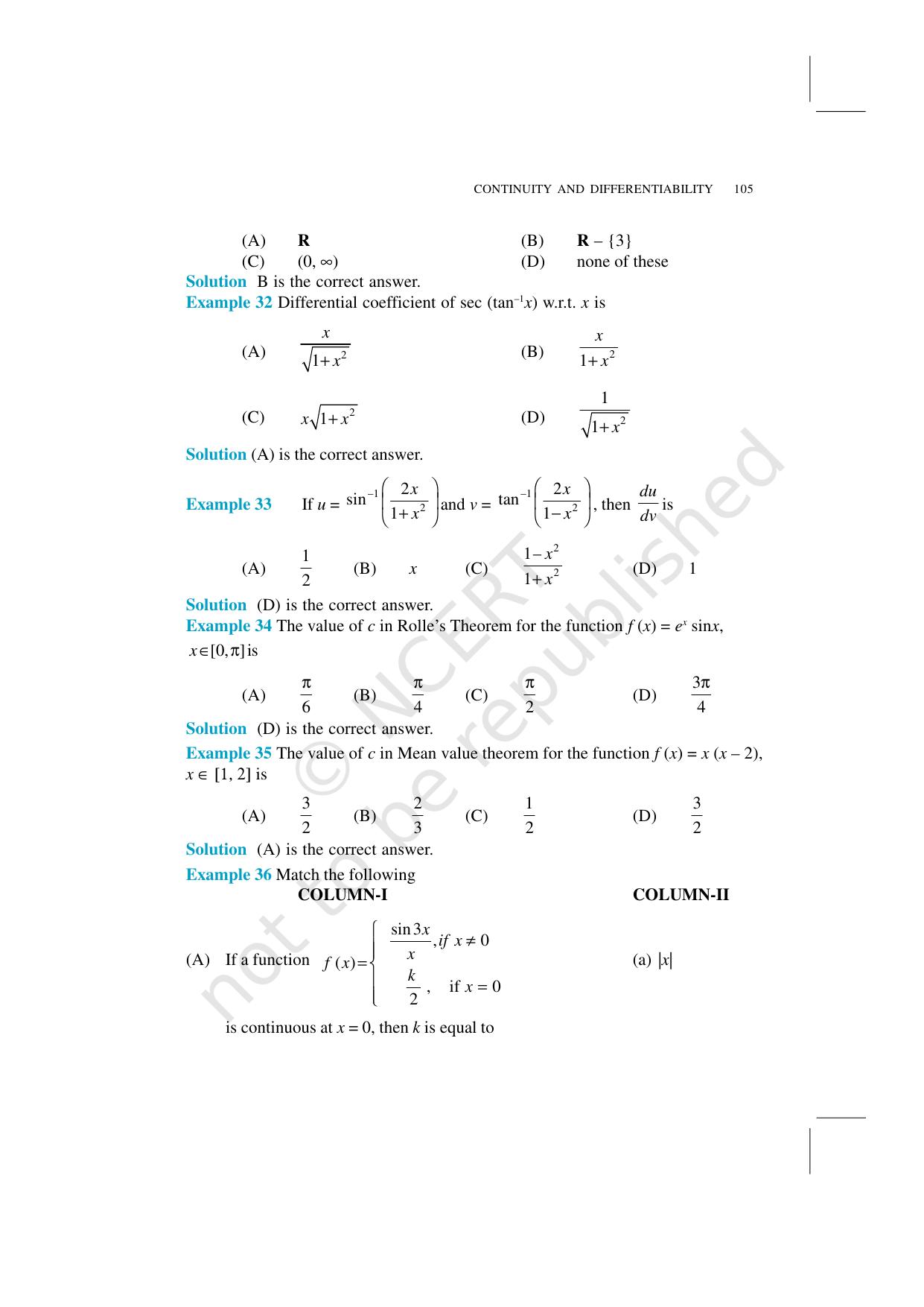 NCERT Exemplar Class 12: Mathematics Unit 5 (Continuity And Differentiability) - Page 20