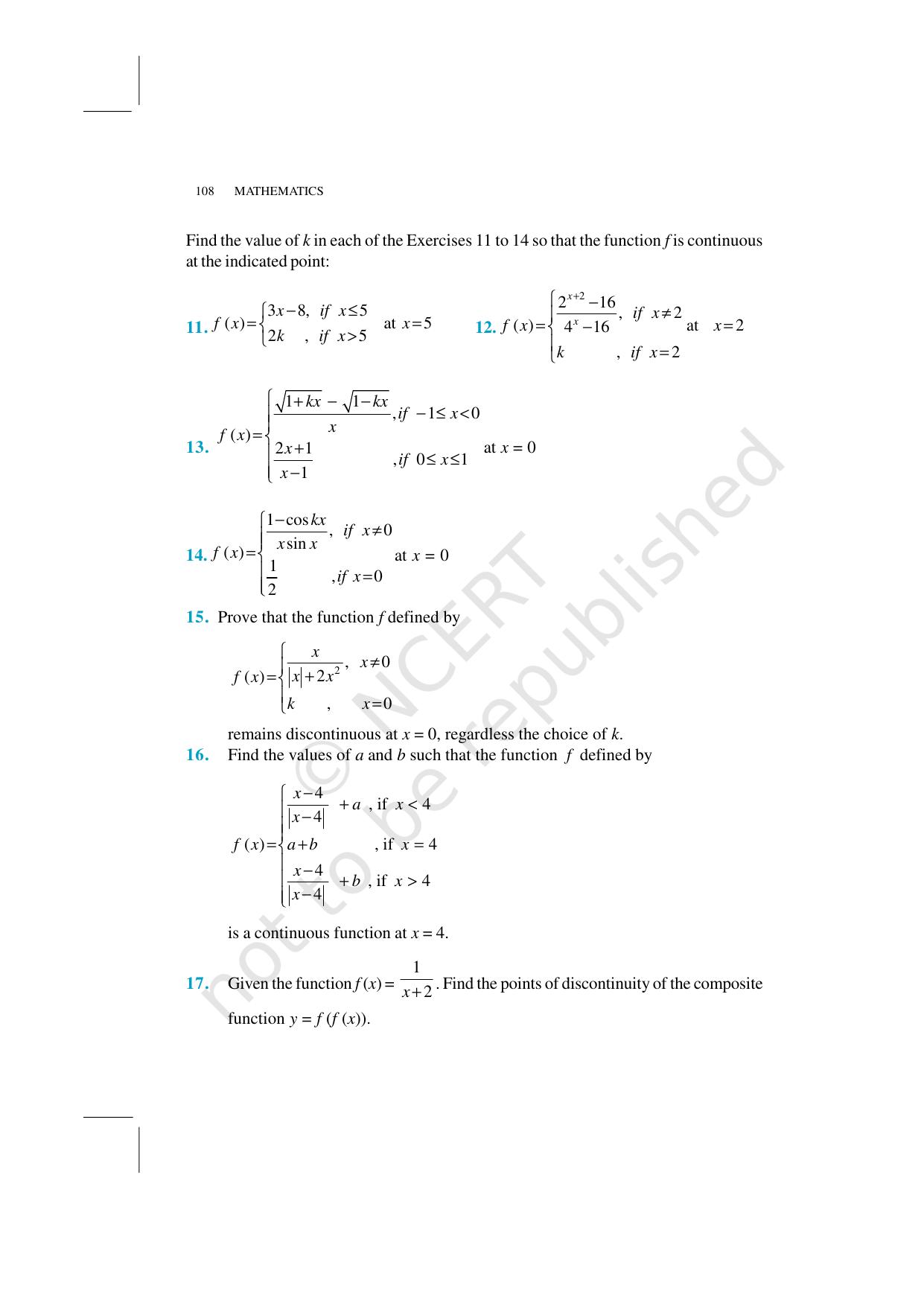 NCERT Exemplar Class 12: Mathematics Unit 5 (Continuity And Differentiability) - Page 23