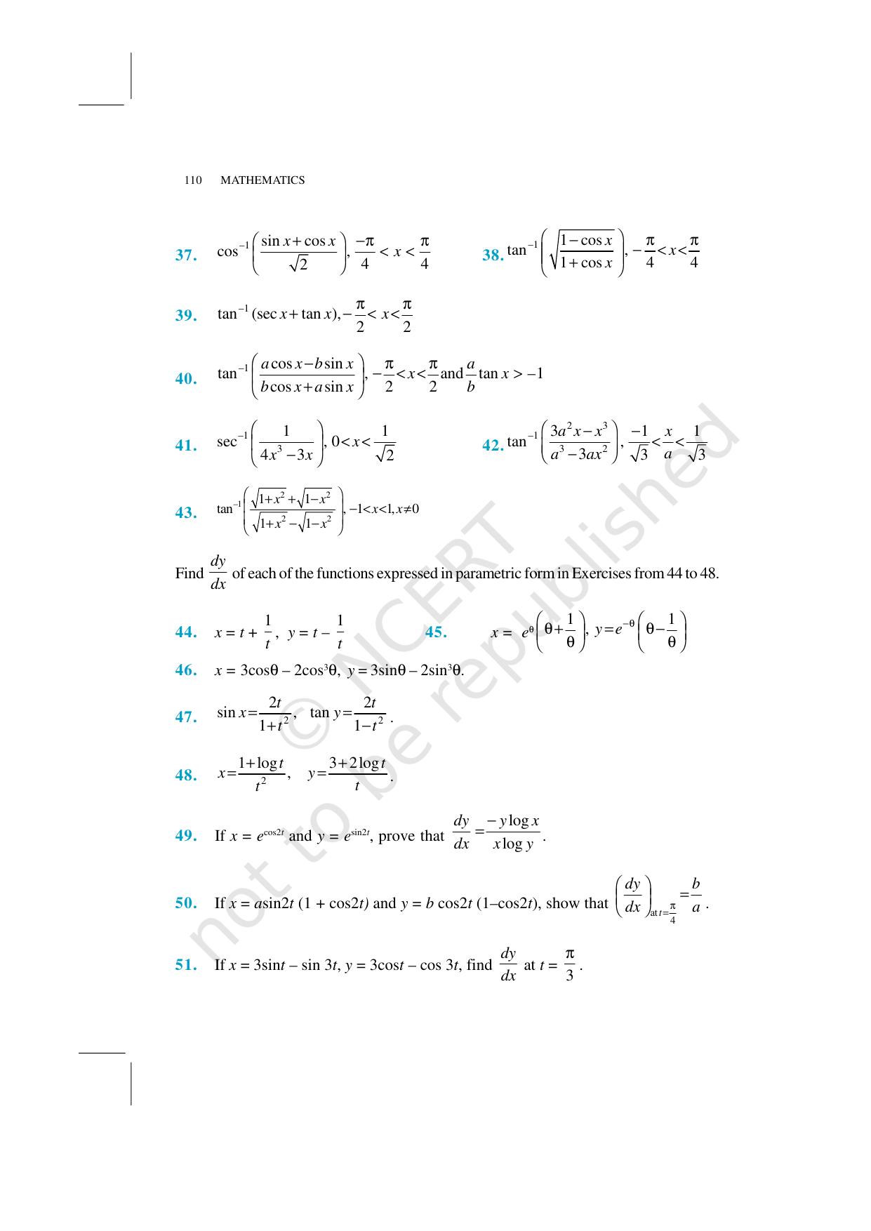 NCERT Exemplar Class 12: Mathematics Unit 5 (Continuity And Differentiability) - Page 25