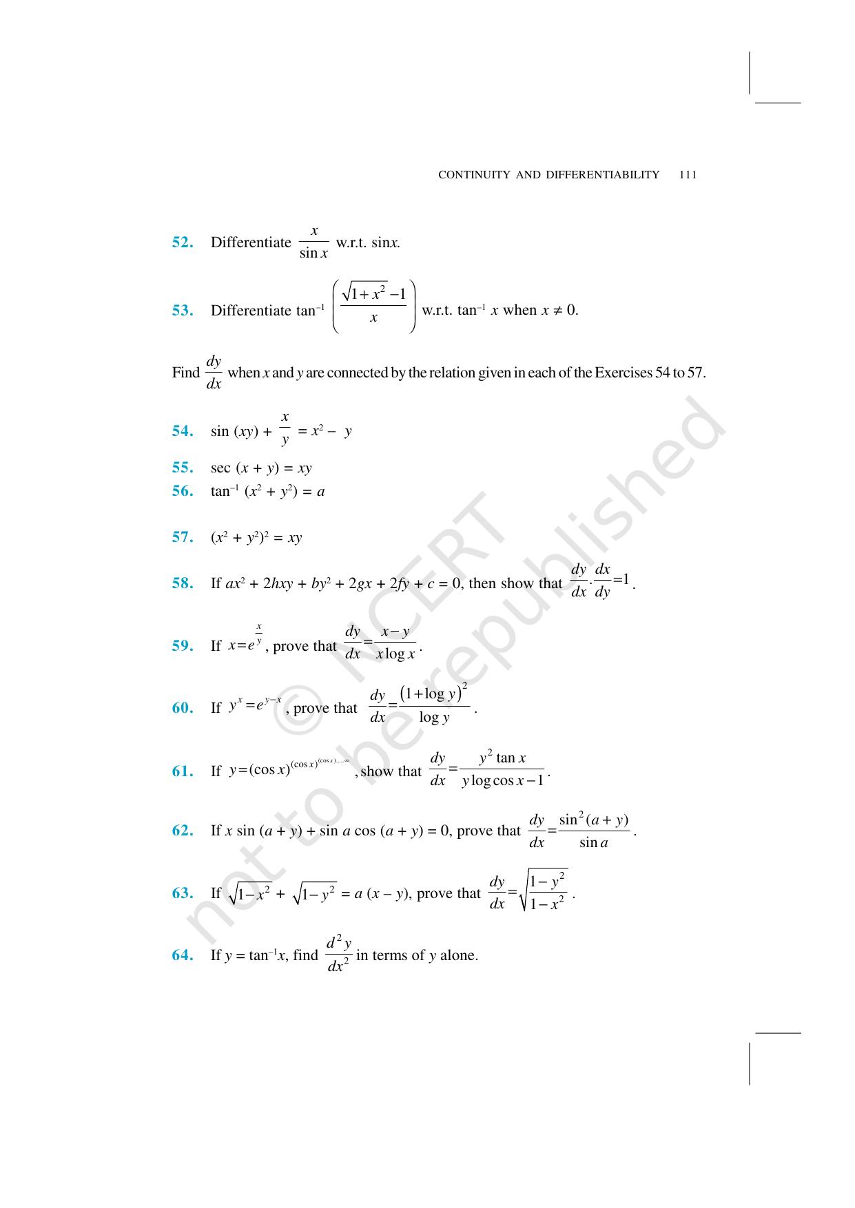 NCERT Exemplar Class 12: Mathematics Unit 5 (Continuity And Differentiability) - Page 26
