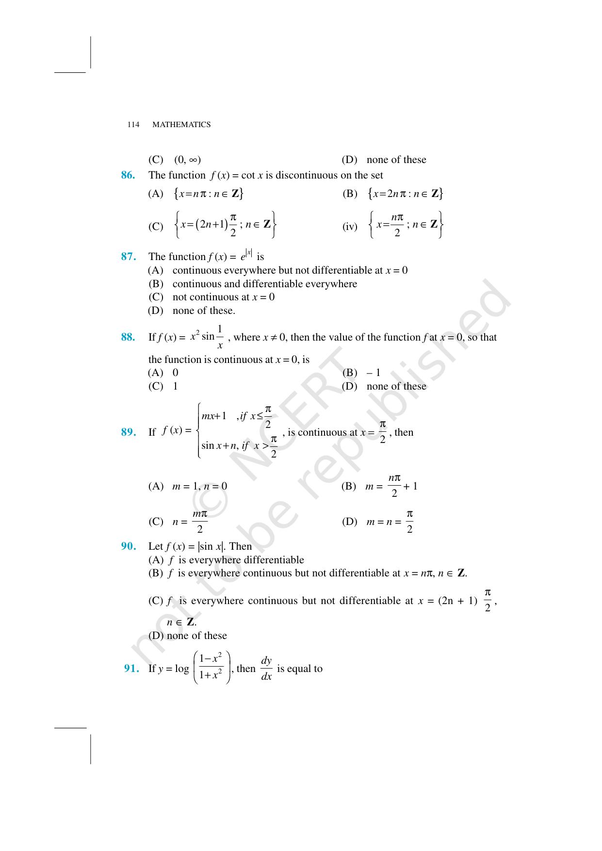 NCERT Exemplar Class 12: Mathematics Unit 5 (Continuity And Differentiability) - Page 29