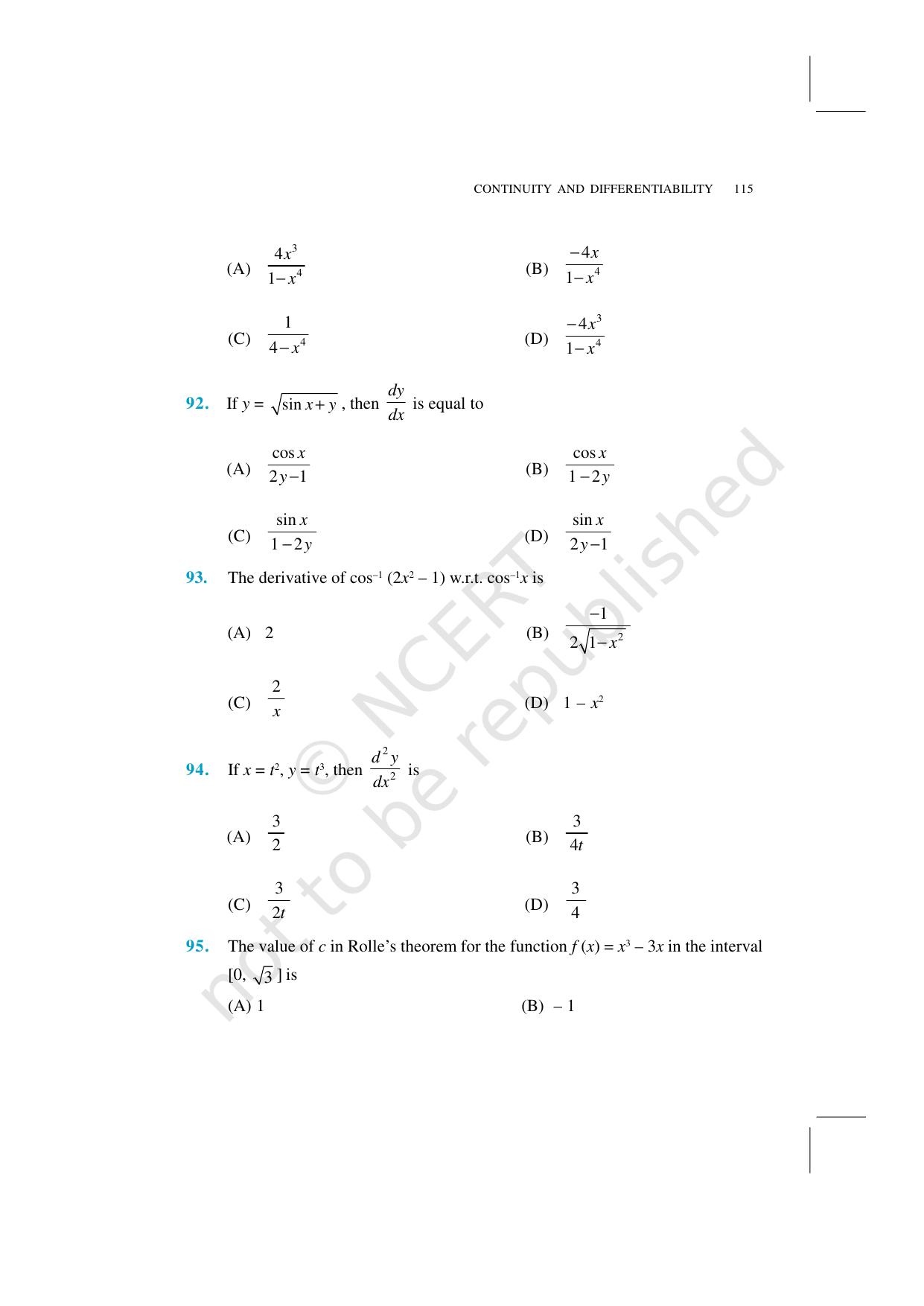NCERT Exemplar Class 12: Mathematics Unit 5 (Continuity And Differentiability) - Page 30
