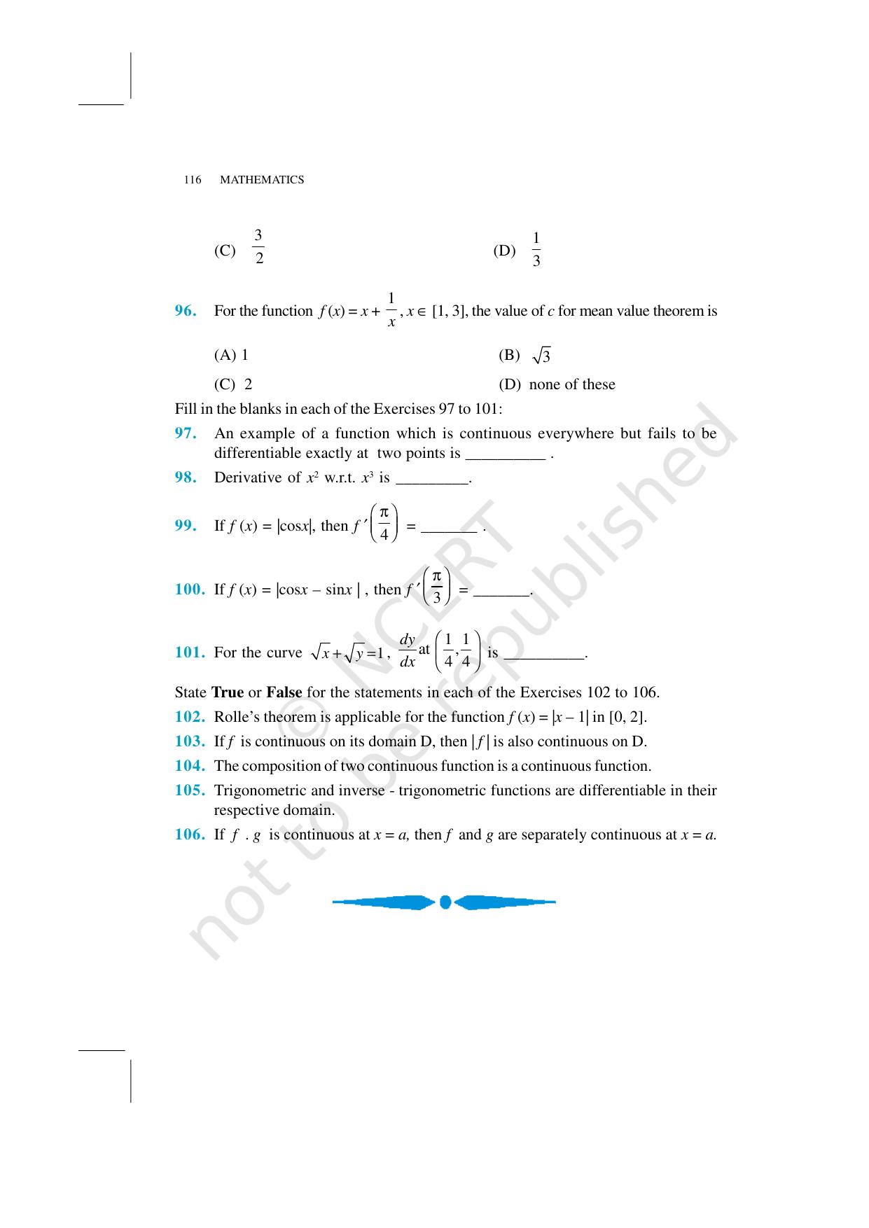 NCERT Exemplar Class 12: Mathematics Unit 5 (Continuity And Differentiability) - Page 31