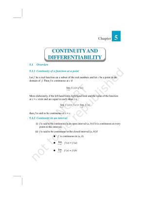 NCERT Exemplar Class 12: Mathematics Unit 5 (Continuity And Differentiability)