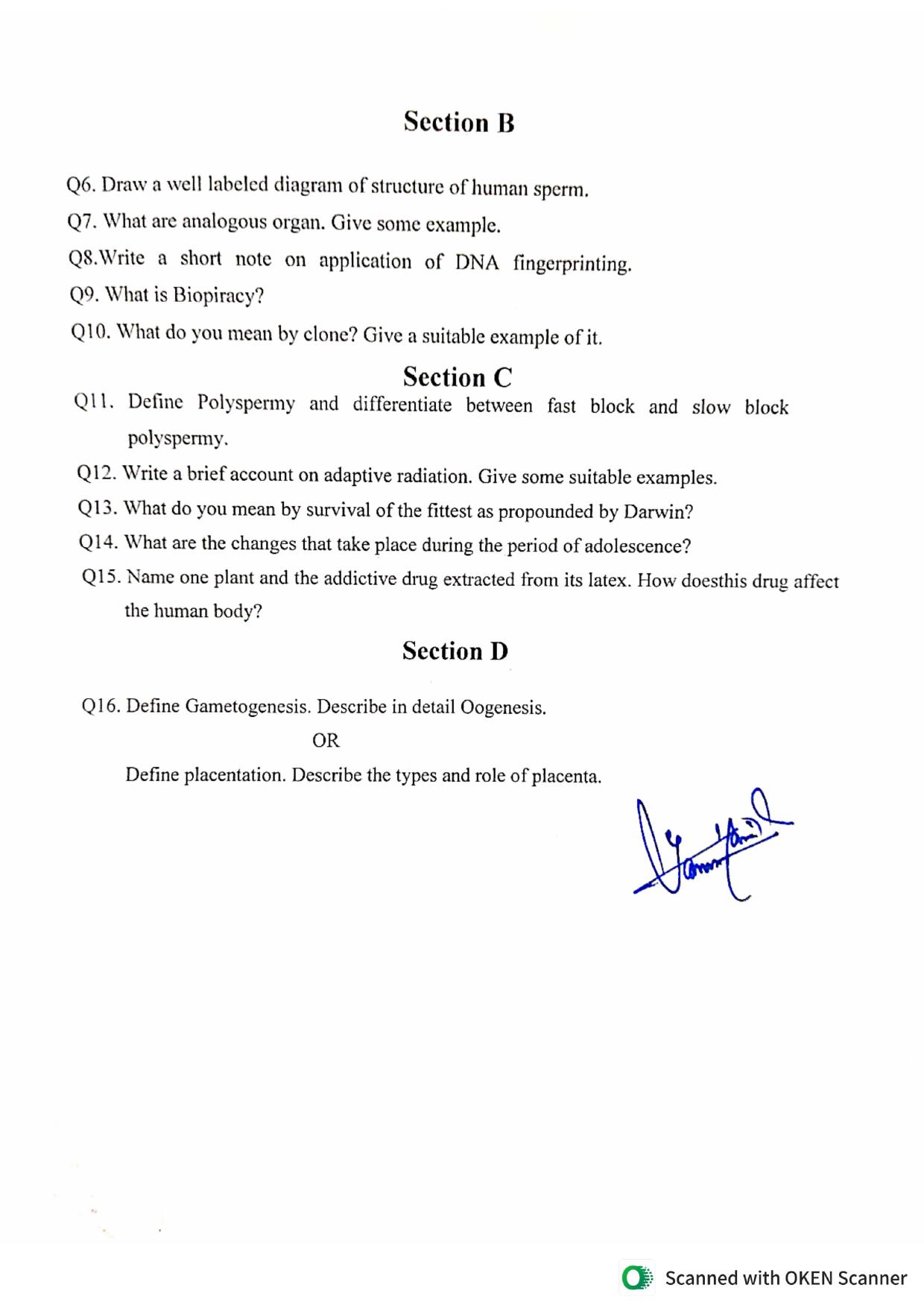 JKBOSE Class 12 Zoology Model Question Paper - Page 2