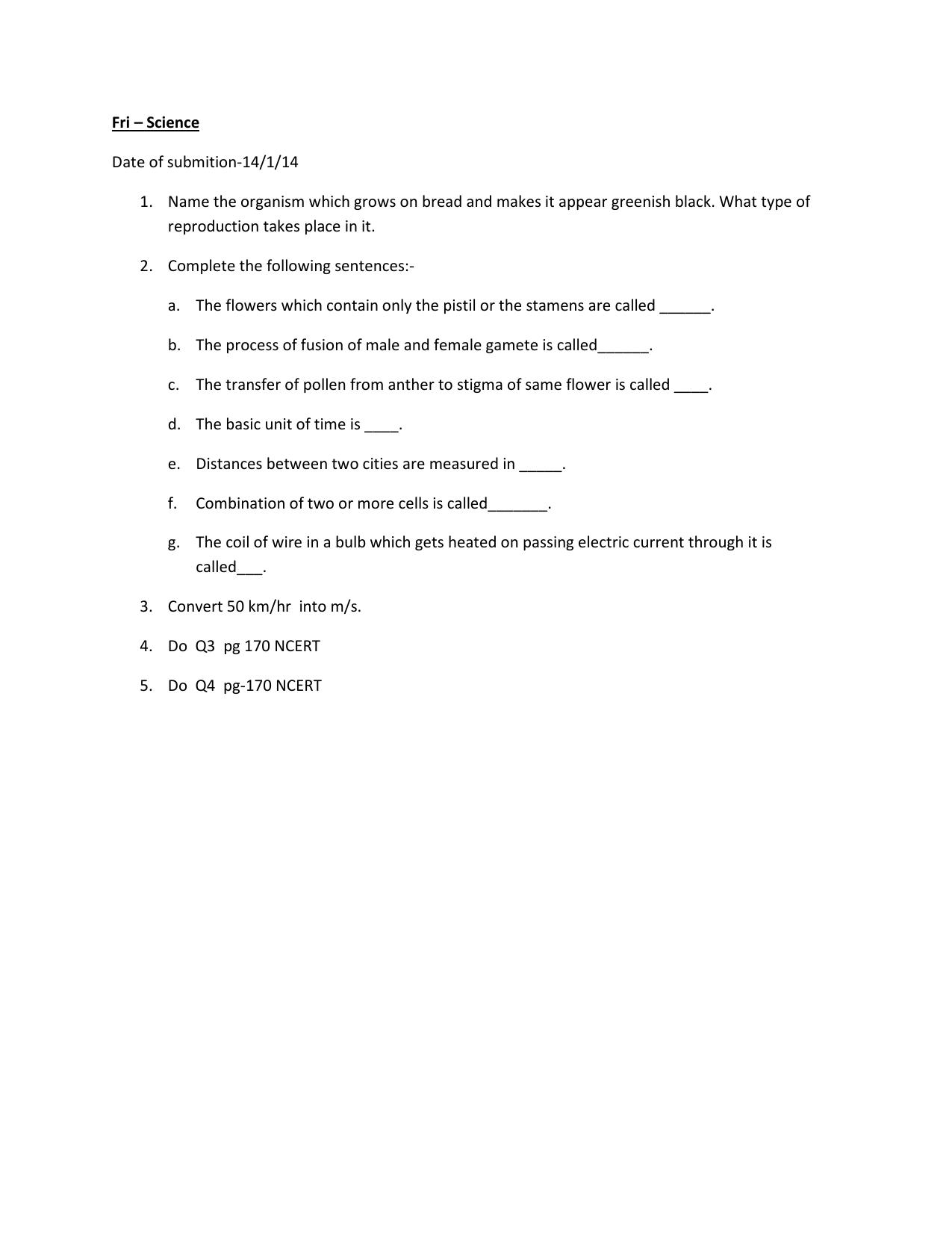 CBSE Worksheets for Class 7 Science Assignment 13 - Page 1