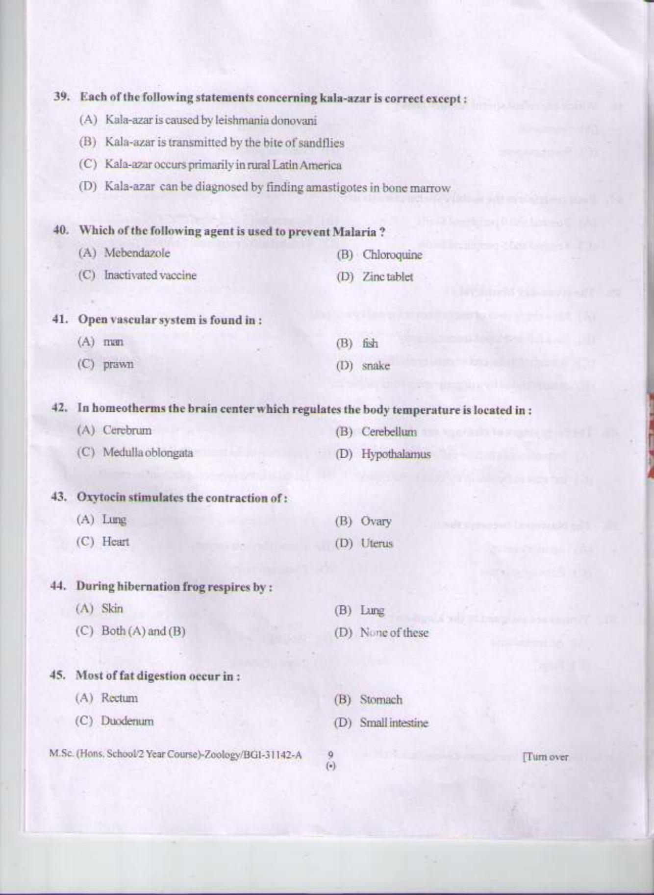 PU CET PG 2015: MSc (HS/2yr)(Zoology) Question Paper - Page 8