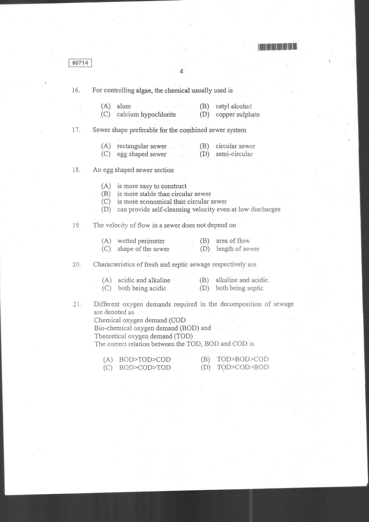 CUSAT CAT 2014 Engineering Science Question Paper - Page 6