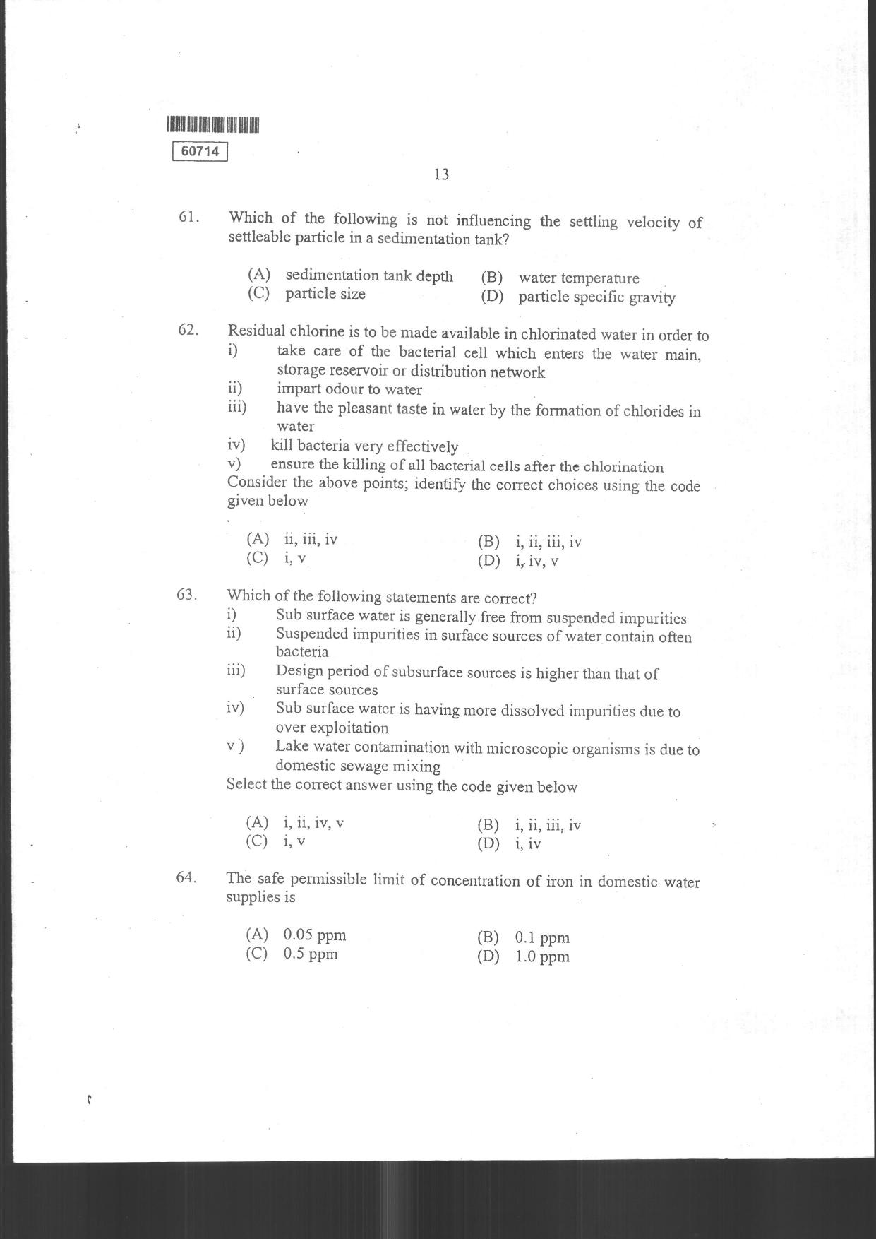 CUSAT CAT 2014 Engineering Science Question Paper - Page 15