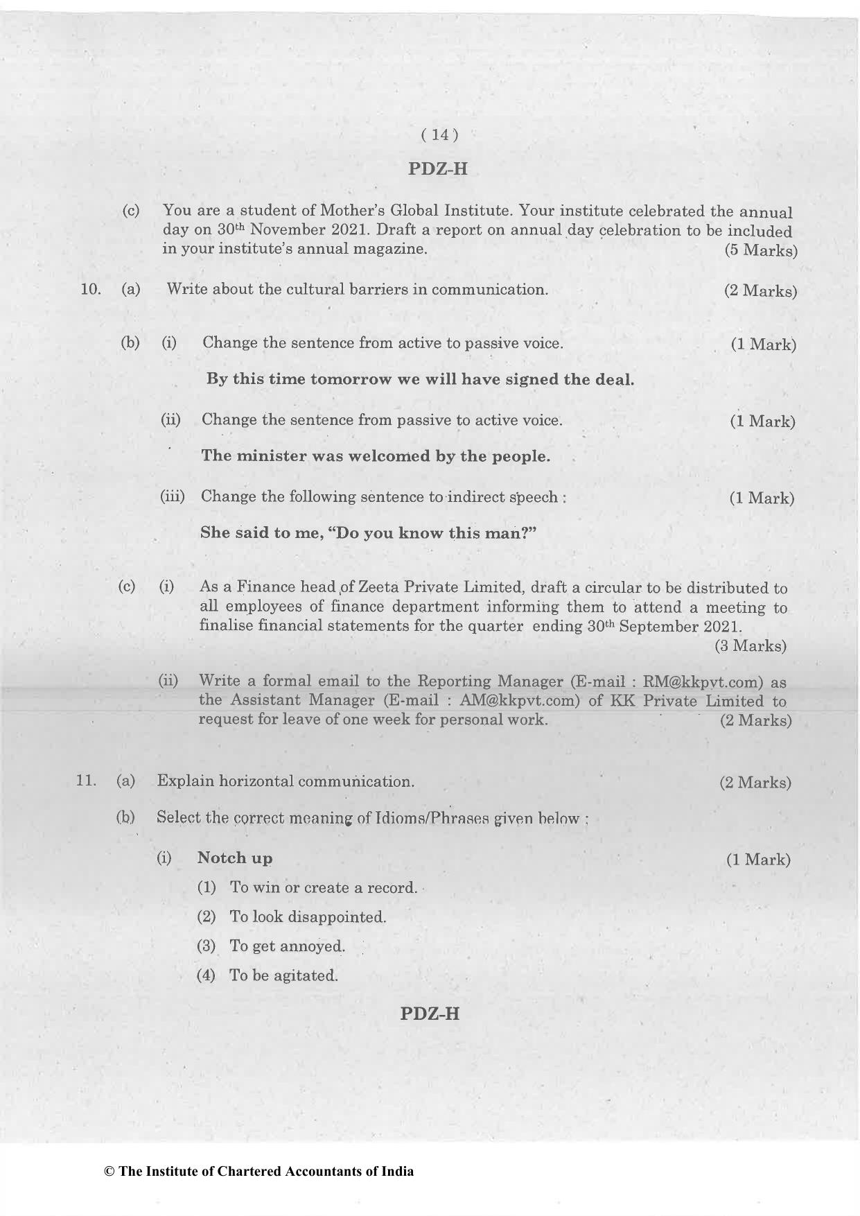 CA Foundation December 2021 Question Paper - Paper 2 (Business Laws and Business Correspondence and Reporting) - Page 14