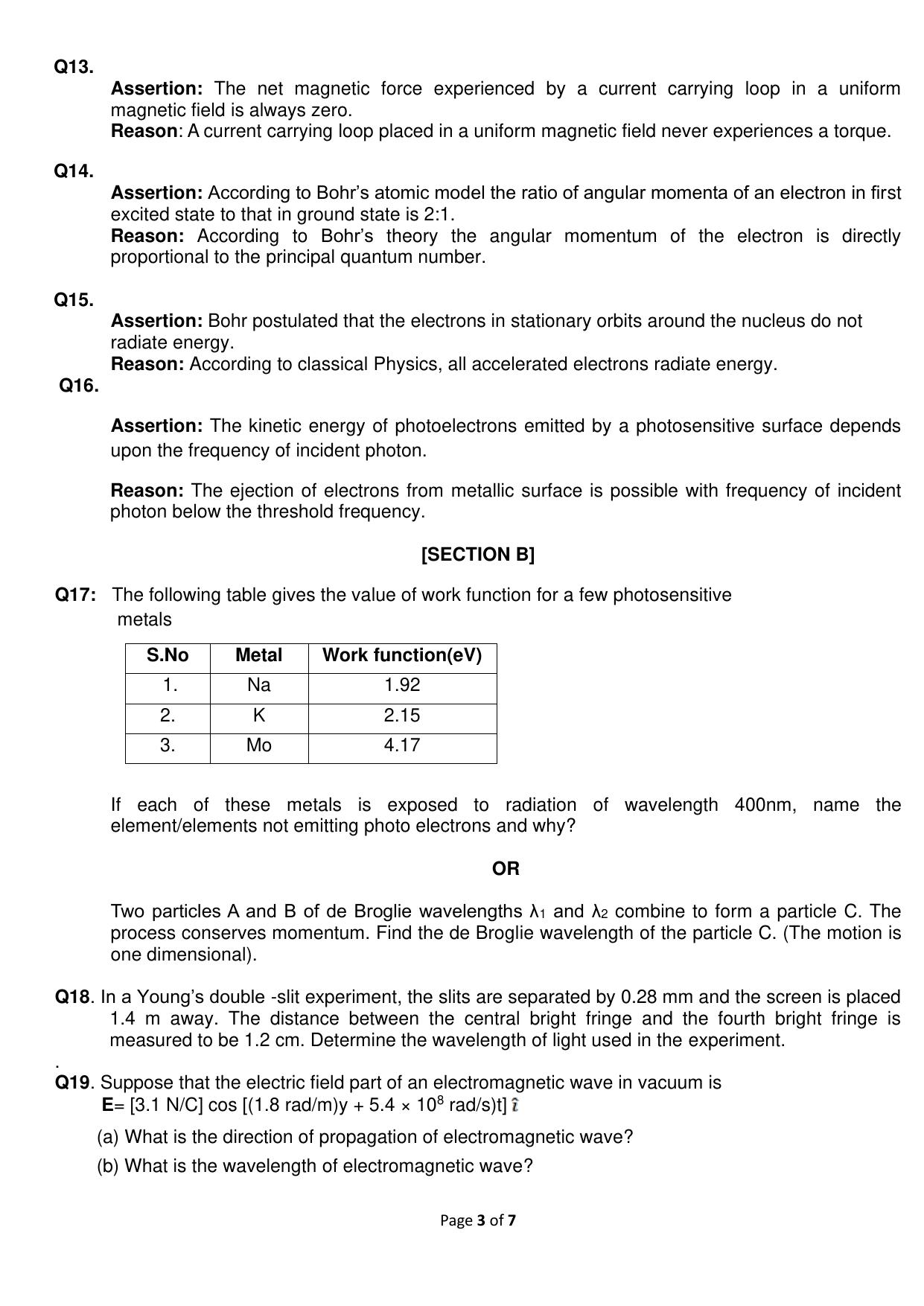 CBSE Class 12 Physics SET 2 Practice Questions 2023-24  - Page 3