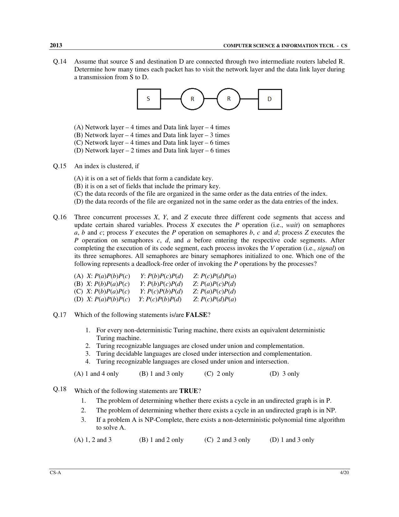 GATE 2013 Computer Science and Information Technology (CS) Question Paper with Answer Key - Page 5