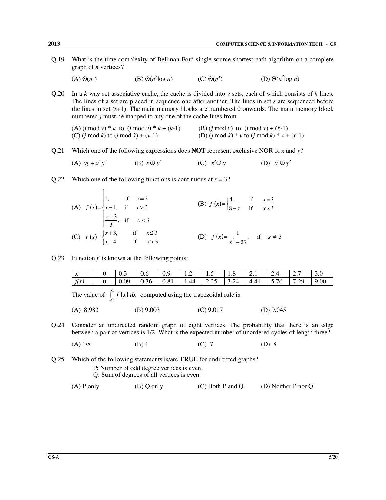 GATE 2013 Computer Science and Information Technology (CS) Question Paper with Answer Key - Page 6