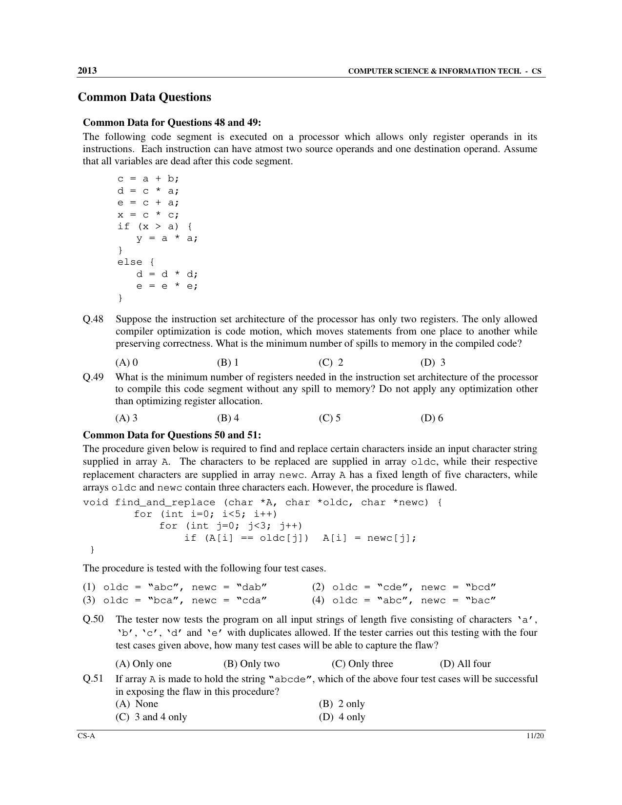 GATE 2013 Computer Science and Information Technology (CS) Question Paper with Answer Key - Page 12