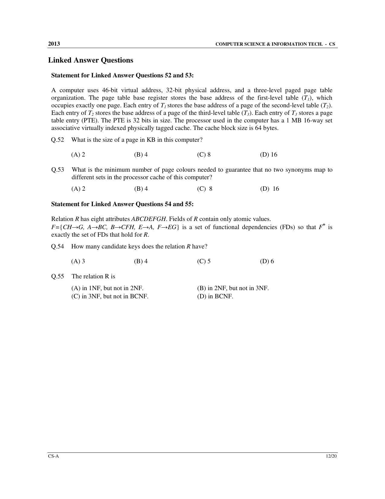 GATE 2013 Computer Science and Information Technology (CS) Question Paper with Answer Key - Page 13