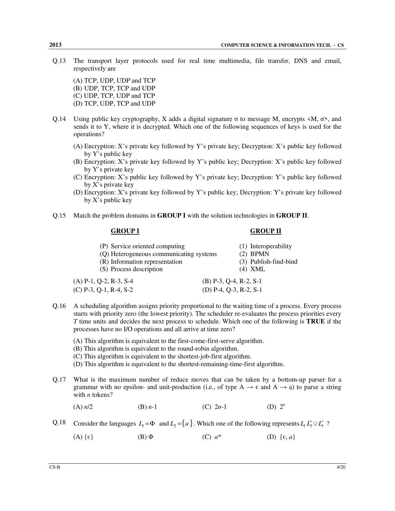 GATE 2013 Computer Science and Information Technology (CS) Question Paper with Answer Key - Page 20