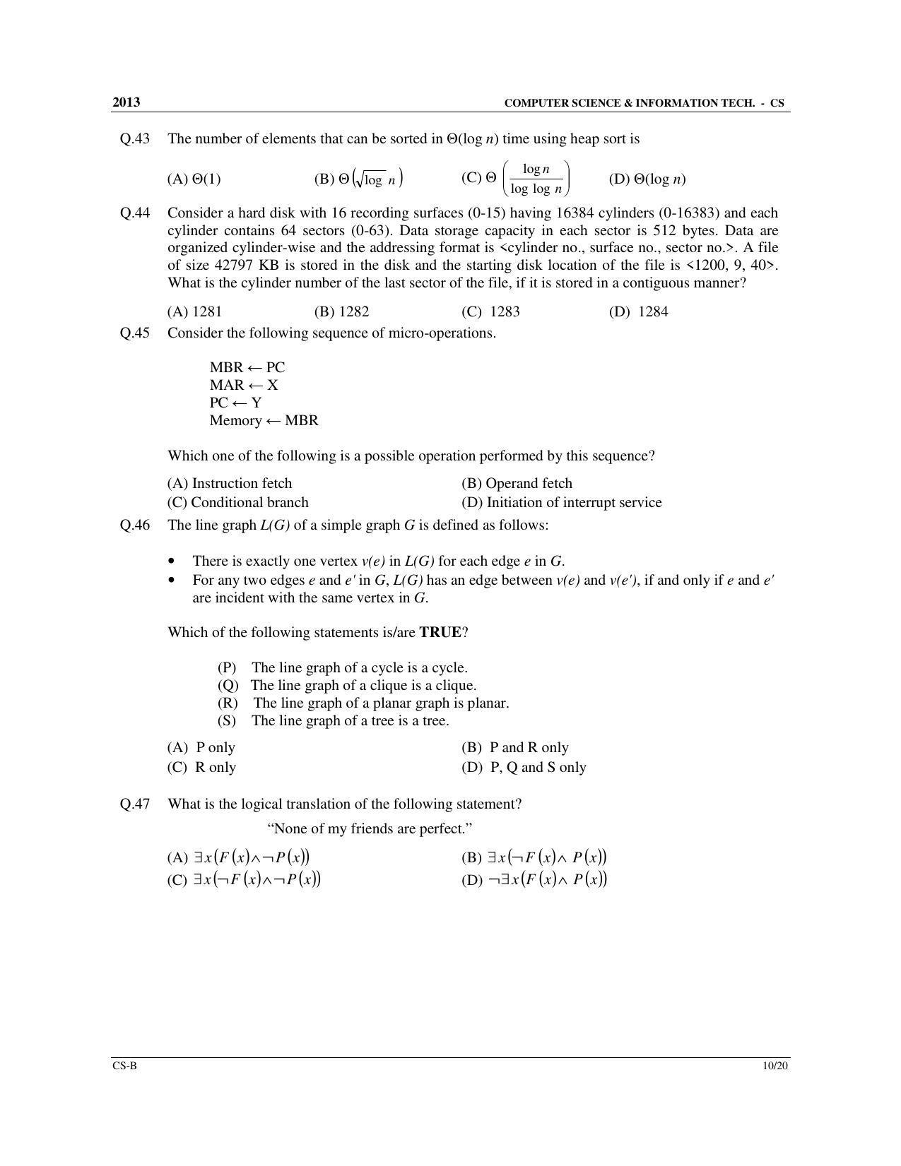 GATE 2013 Computer Science and Information Technology (CS) Question Paper with Answer Key - Page 26
