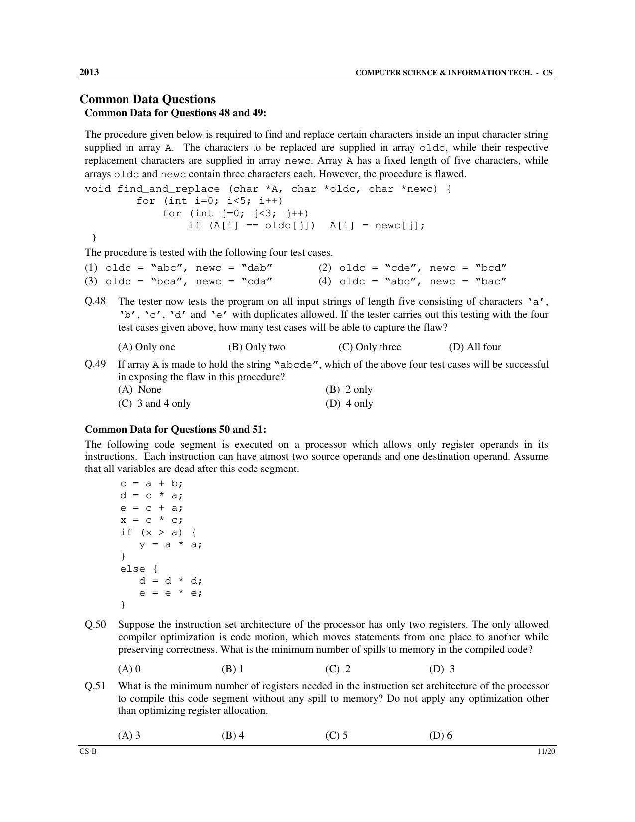 GATE 2013 Computer Science and Information Technology (CS) Question Paper with Answer Key - Page 27