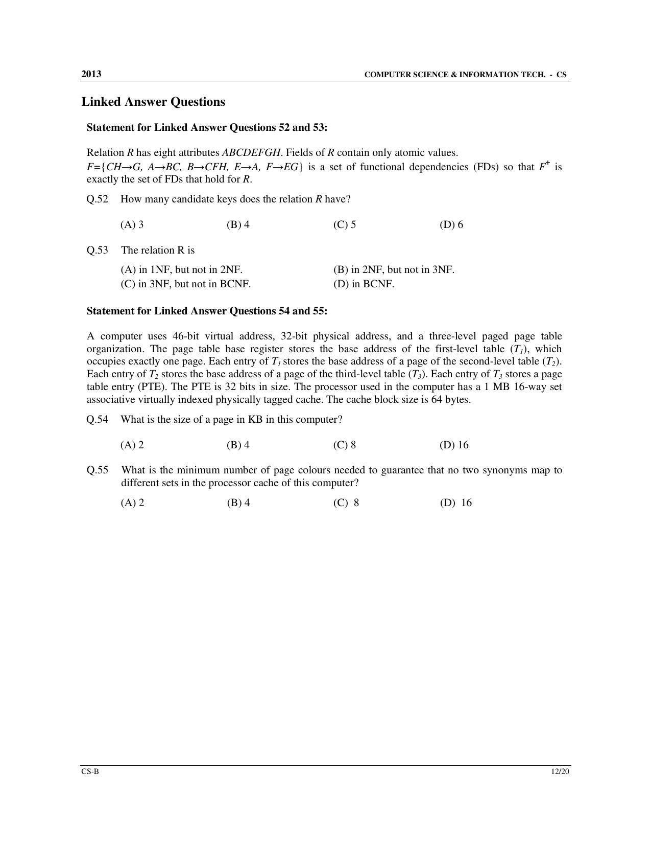 GATE 2013 Computer Science and Information Technology (CS) Question Paper with Answer Key - Page 28