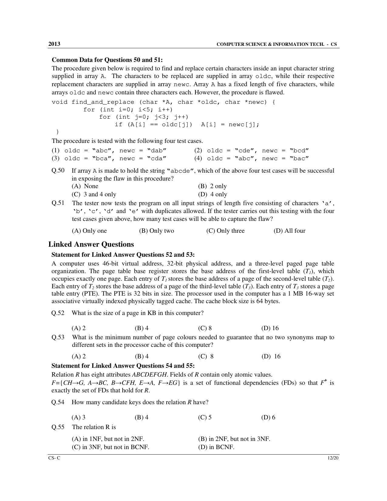 GATE 2013 Computer Science and Information Technology (CS) Question Paper with Answer Key - Page 43