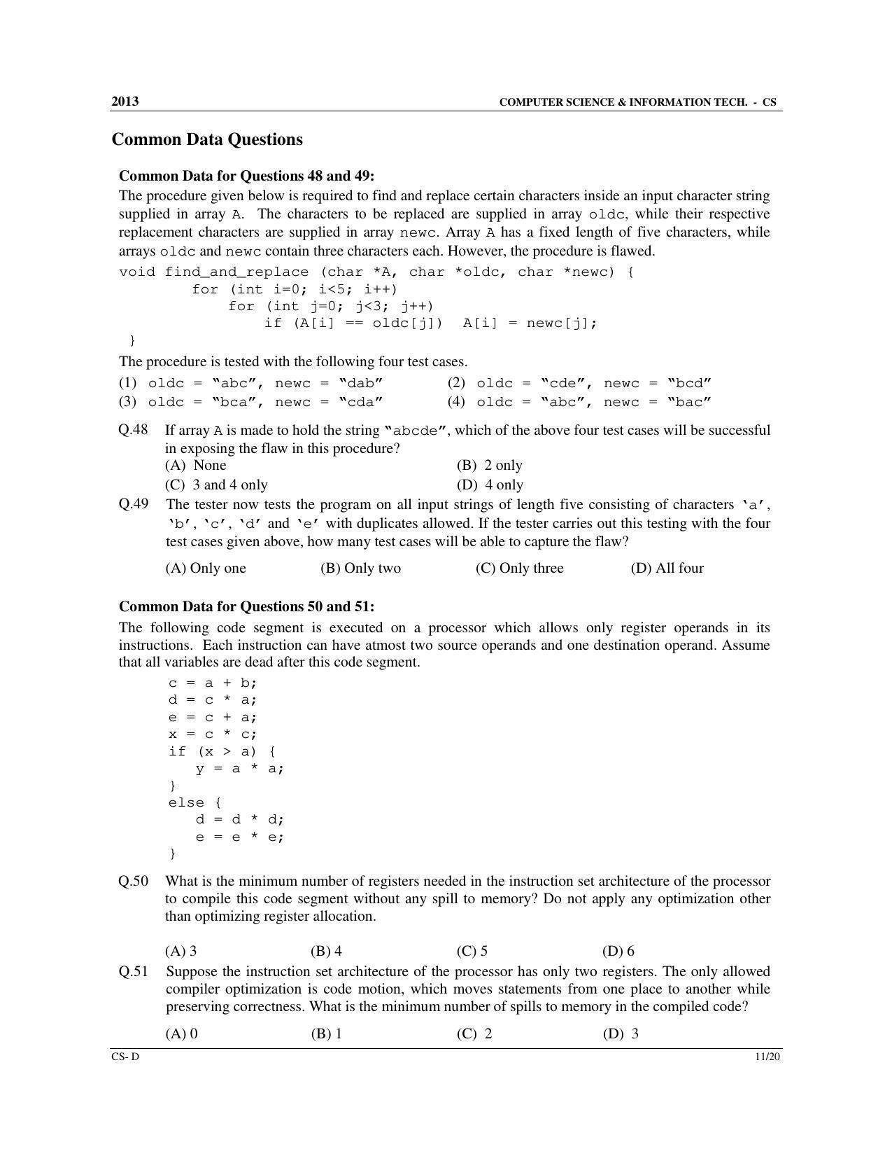GATE 2013 Computer Science and Information Technology (CS) Question Paper with Answer Key - Page 57
