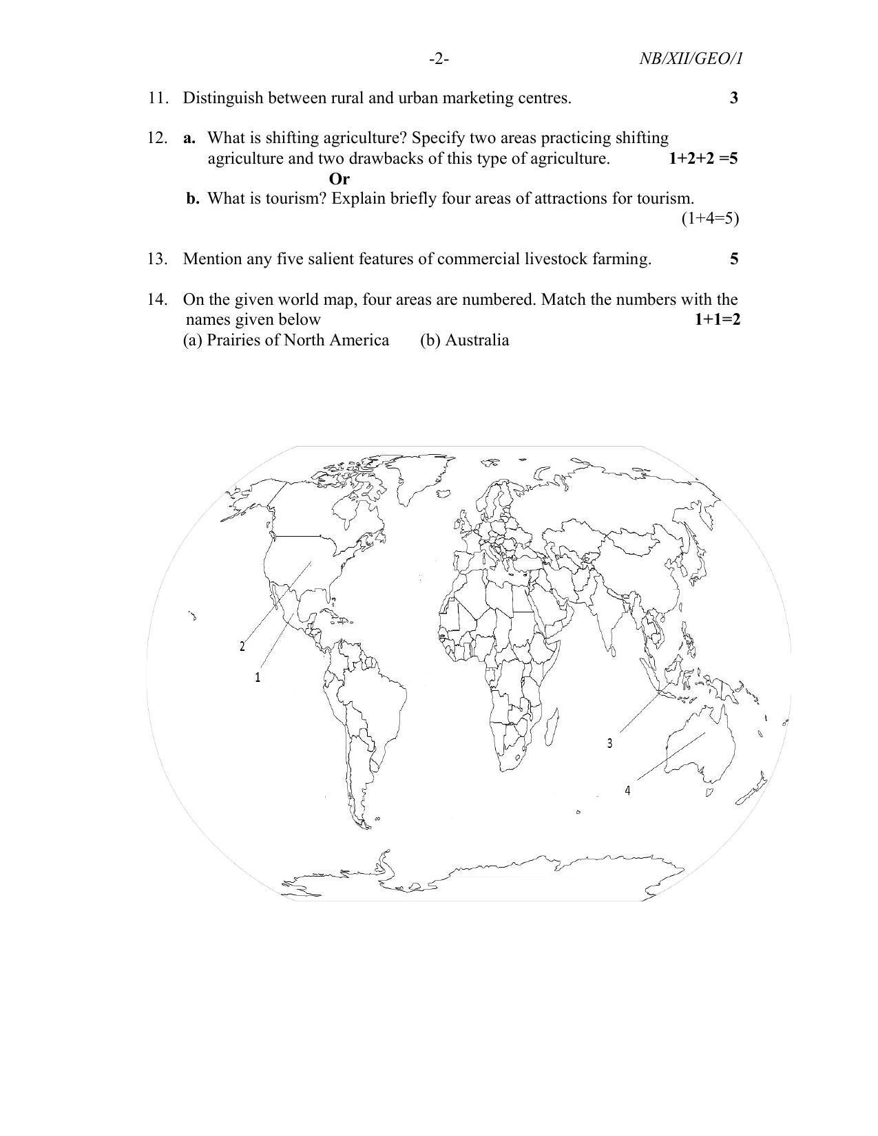 Nagaland Board Class 12 Geography 2021 Question Paper - Page 2