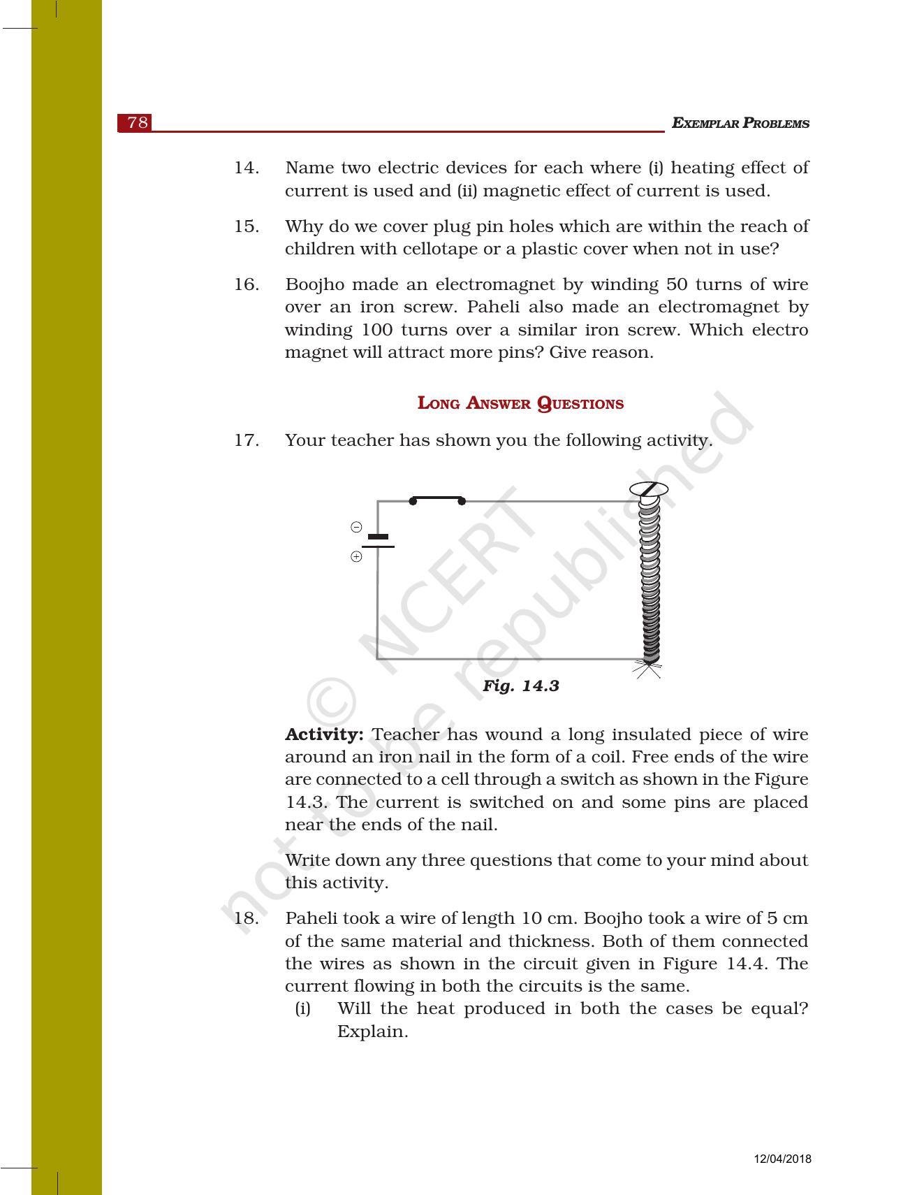 NCERT Exemplar Book for Class 7 Science: Chapter 14-Electric Current and Its Effects - Page 4