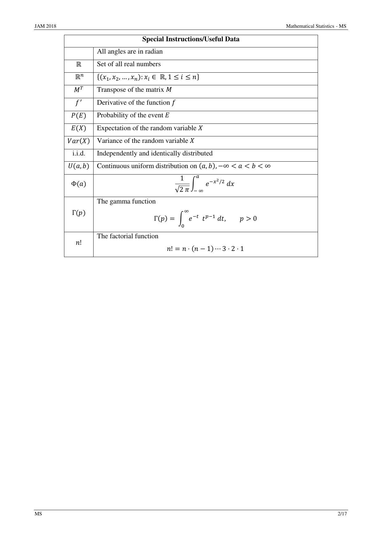 JAM 2018: MS Question Paper - Page 2