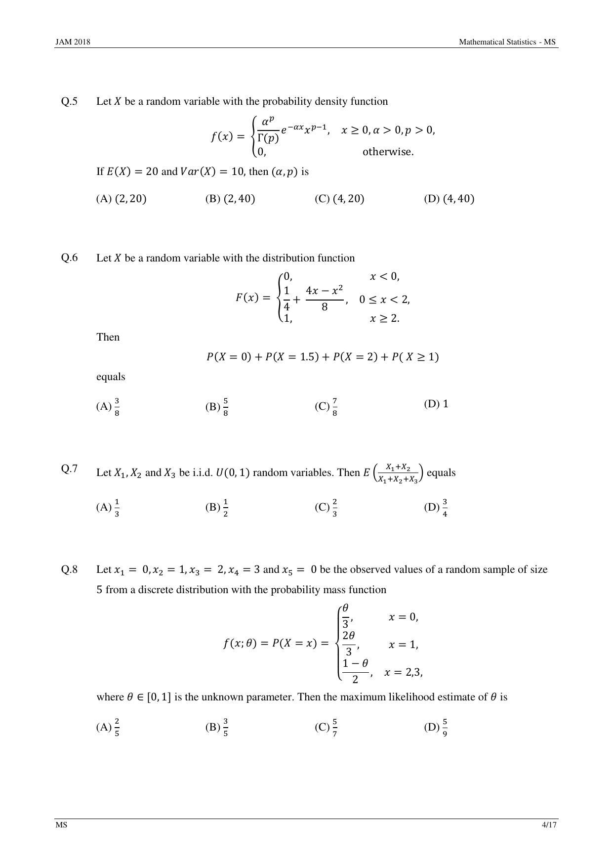 JAM 2018: MS Question Paper - Page 4