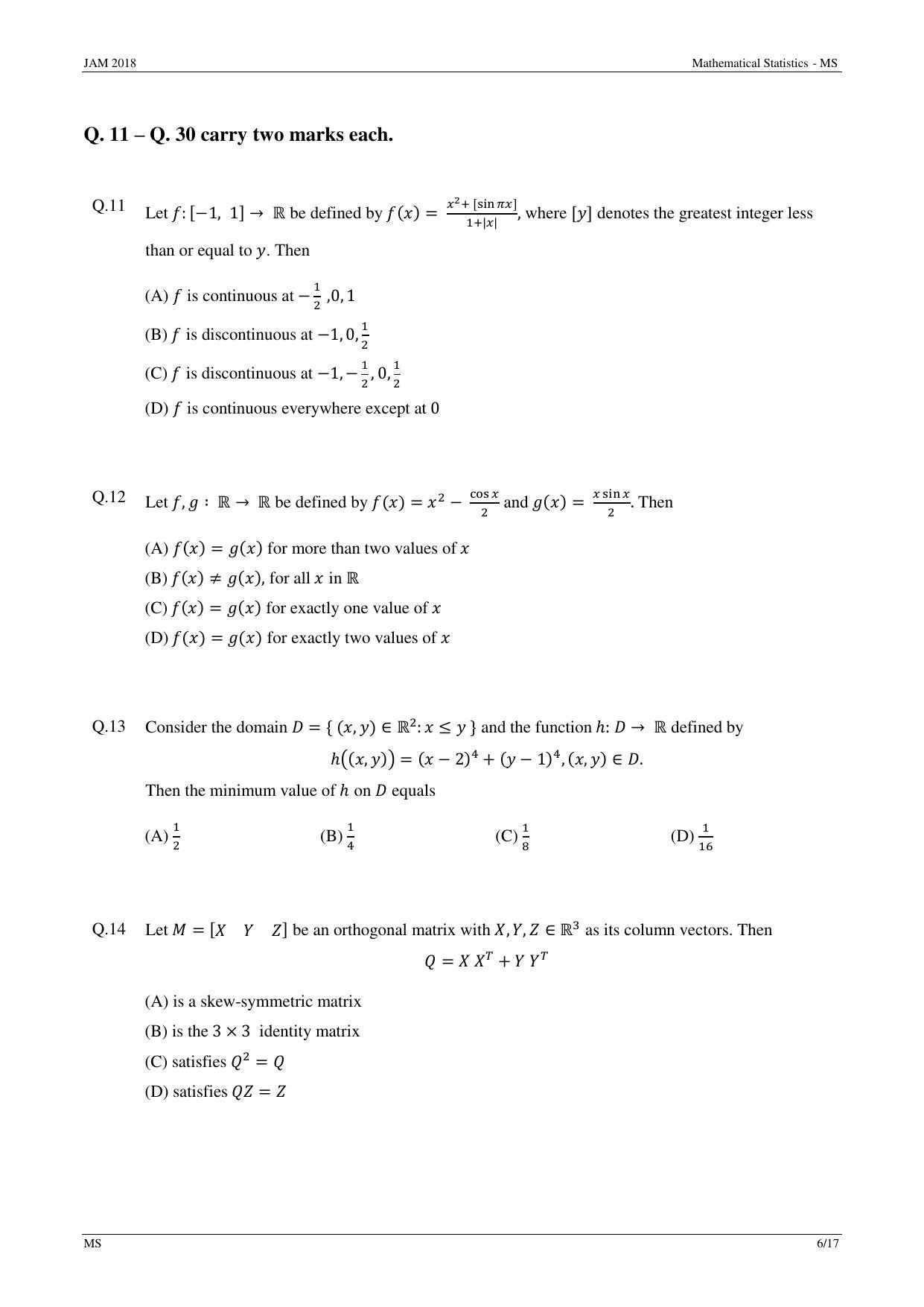 JAM 2018: MS Question Paper - Page 6