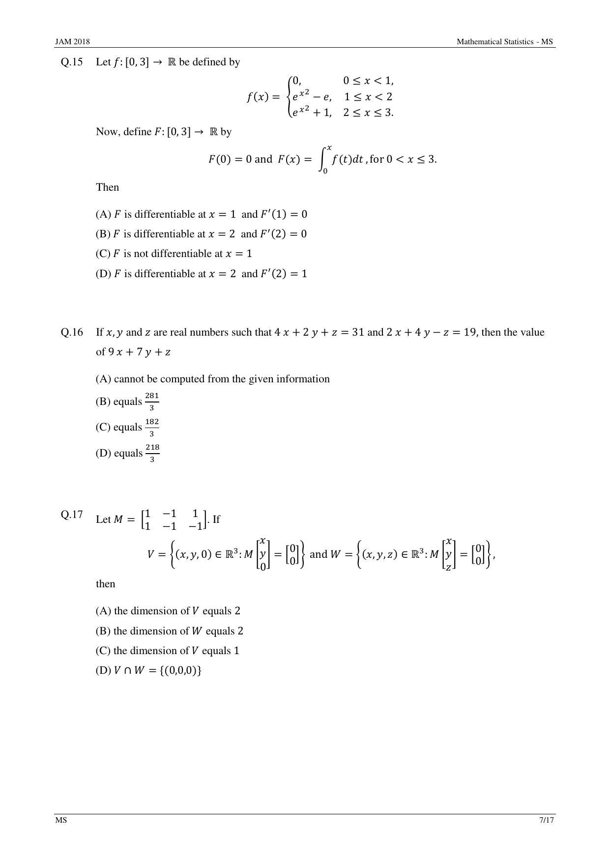 JAM 2018: MS Question Paper - Page 7