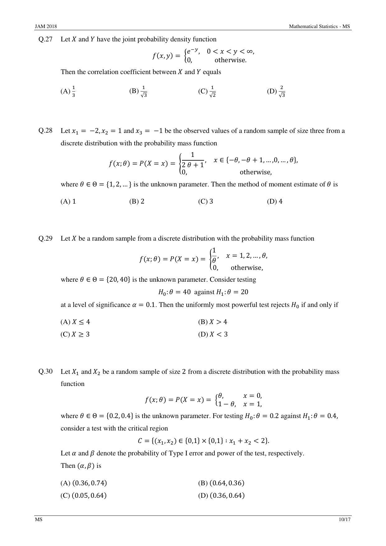 JAM 2018: MS Question Paper - Page 10