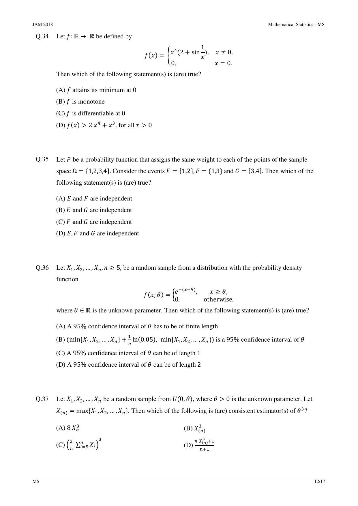 JAM 2018: MS Question Paper - Page 12